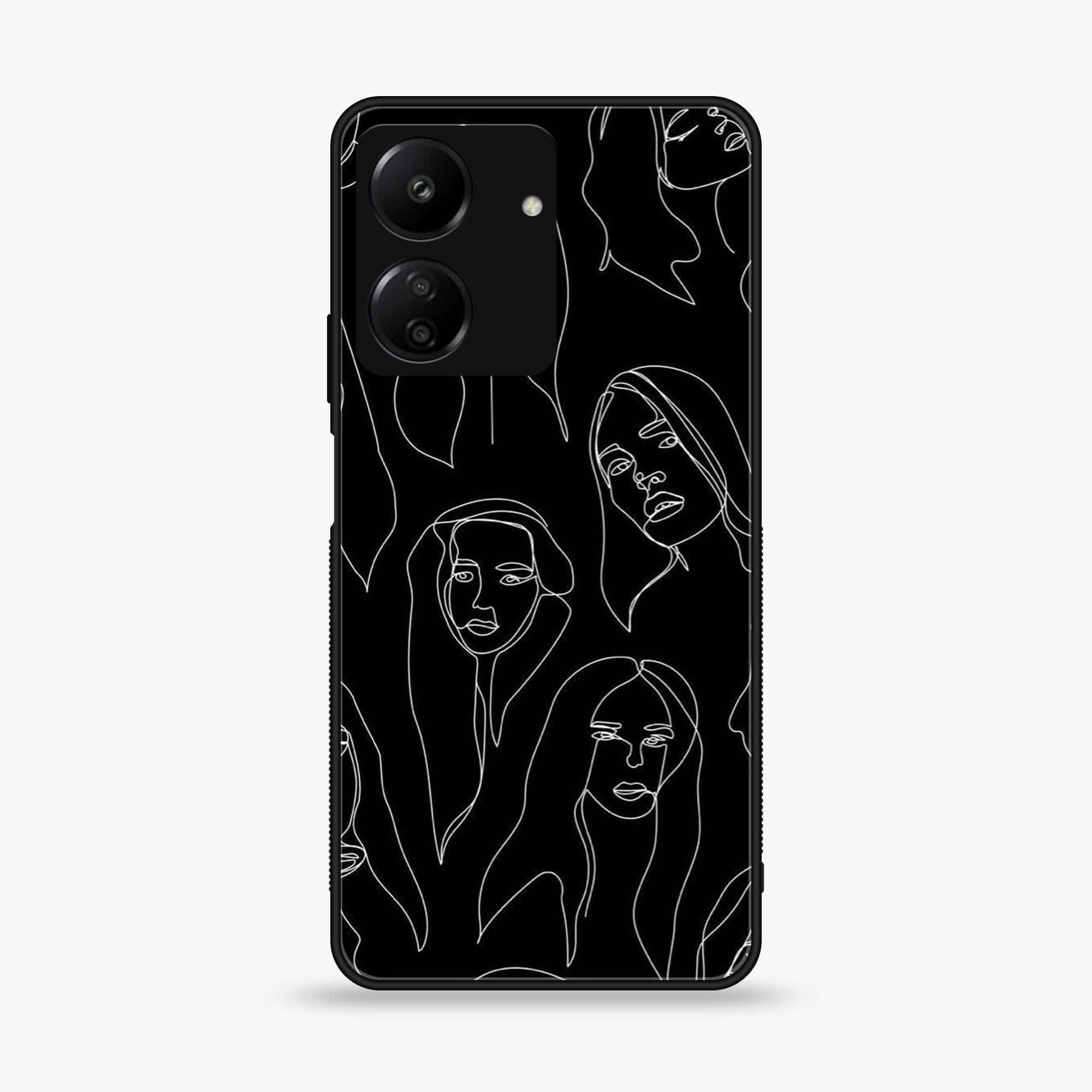 Xiaomi Poco C65 - Girls Line Art Series - Premium Printed Glass soft Bumper shock Proof Case