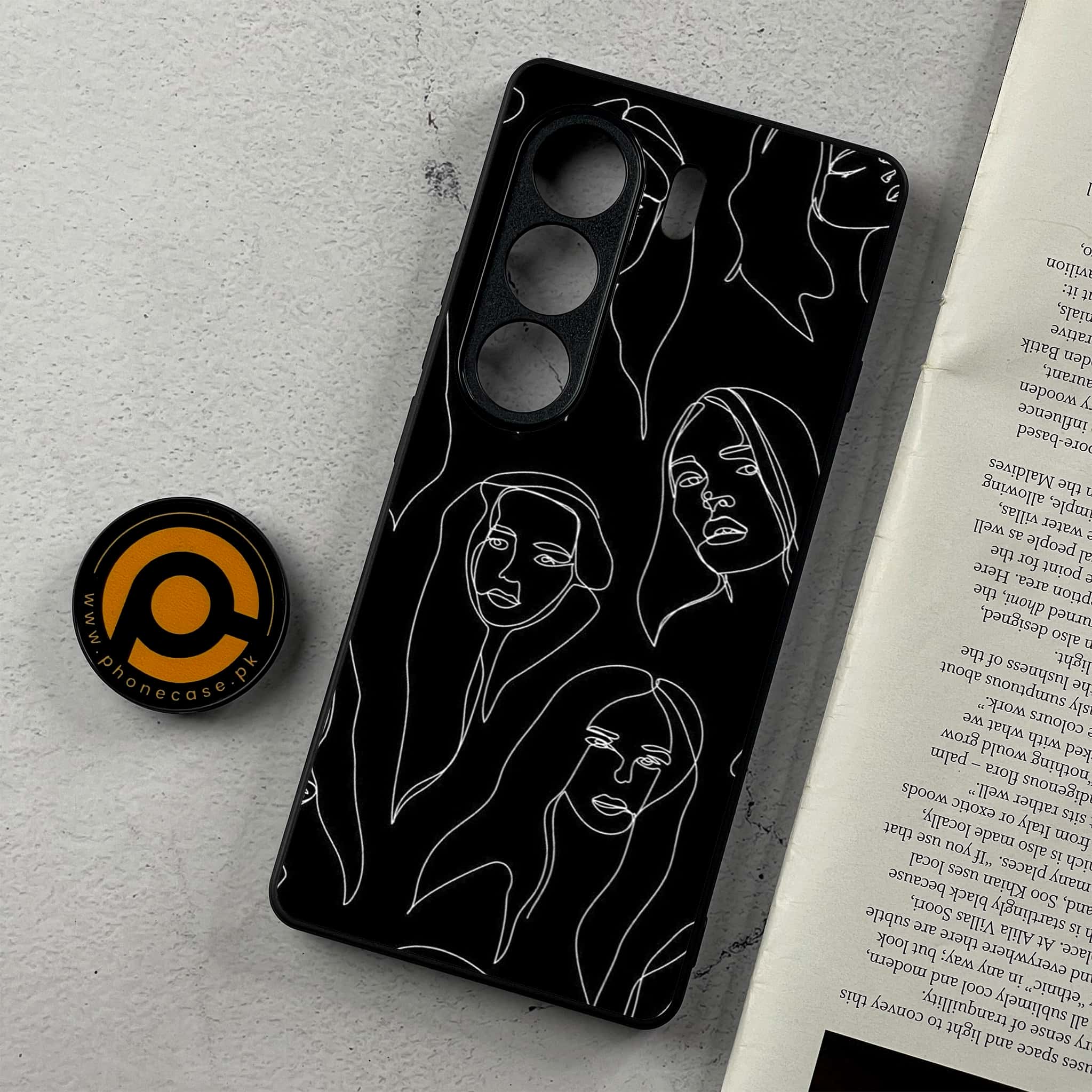 Tecno Camon 40 - Girls Line Art Series - Premium Metal Printed Soft Bumper Shockproof Case
