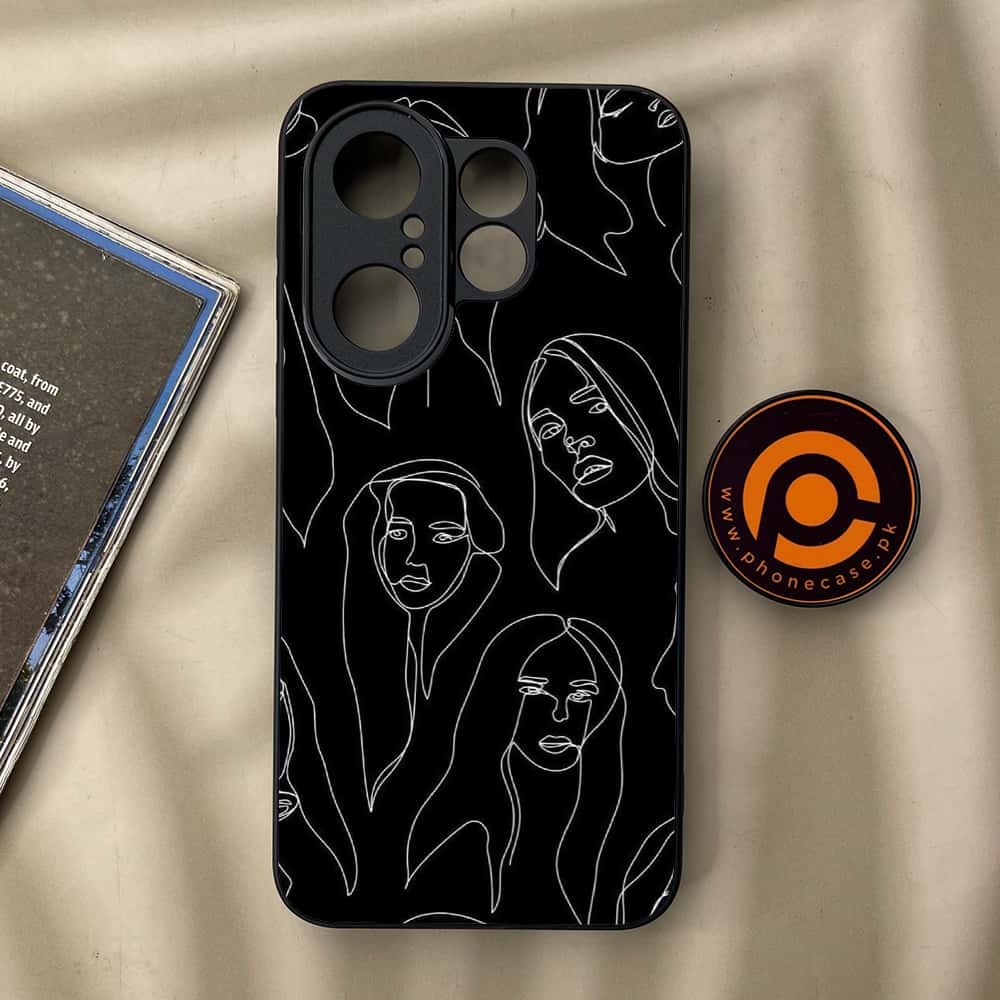 Vivo X200 FE - Girls Line Art Series - Premium Metal Printed soft Bumper Shock Proof Case