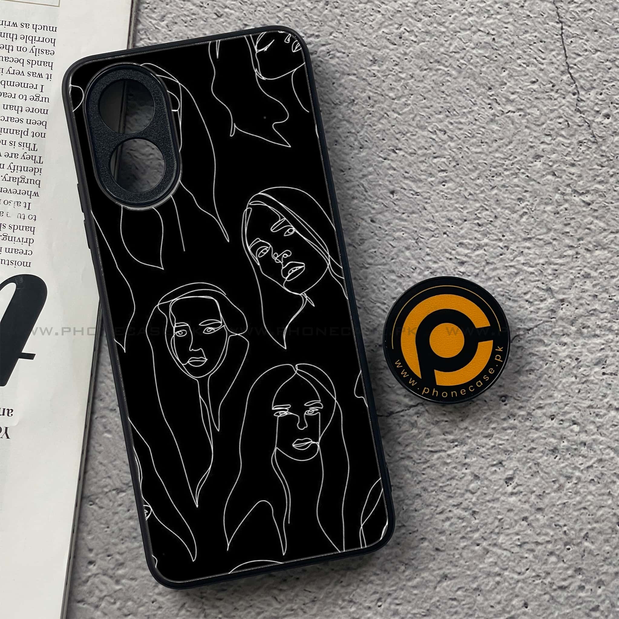 Oppo A18 4G - Girls Line Art Series - Premium Printed Glass soft Bumper shock Proof Case