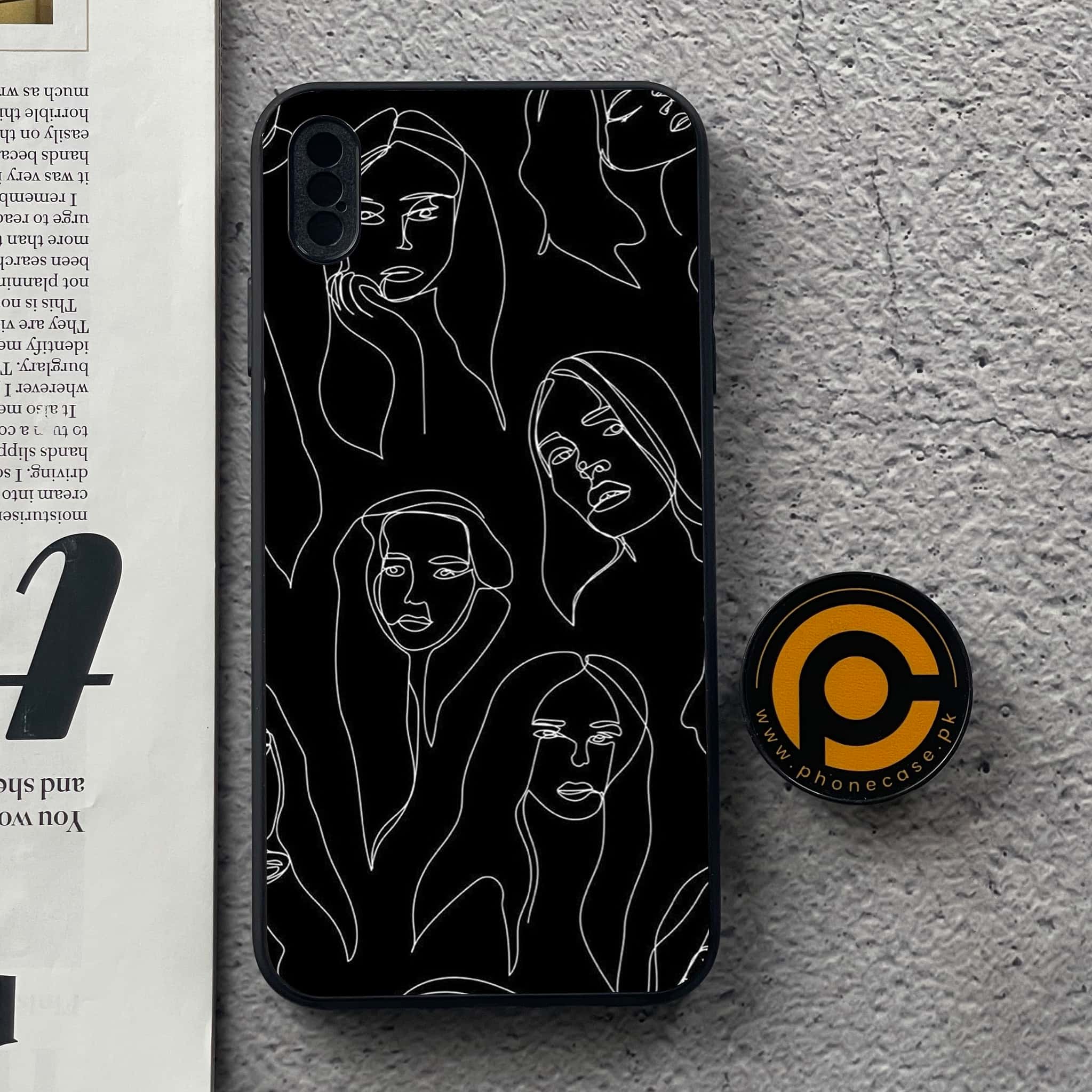 iPhone XS Max - Girls Line Art - Premium Metal Printed soft Bumper shock Proof Case