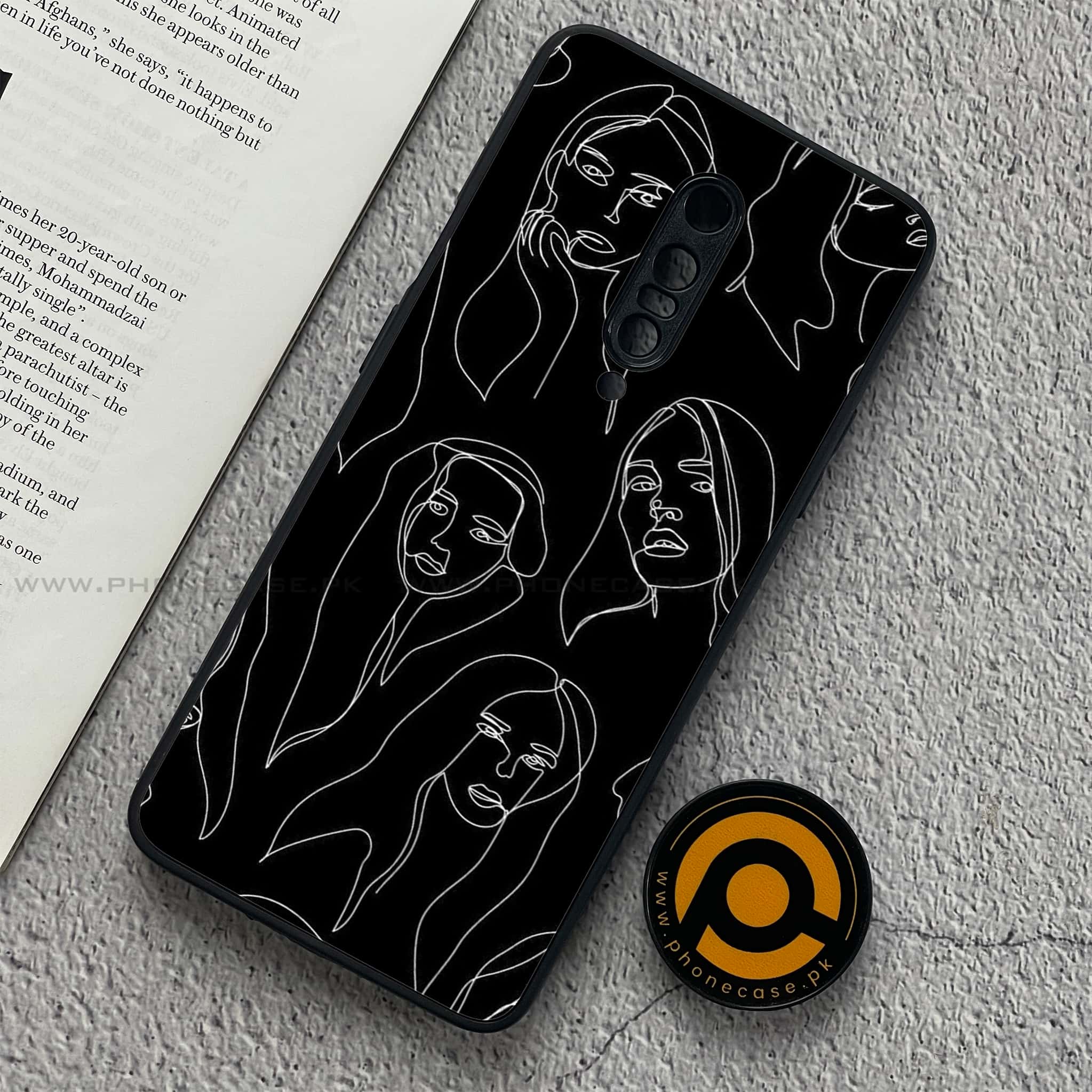 OnePlus 7 Pro - Girls Line Art Series - Premium Printed Glass soft Bumper shock Proof Case