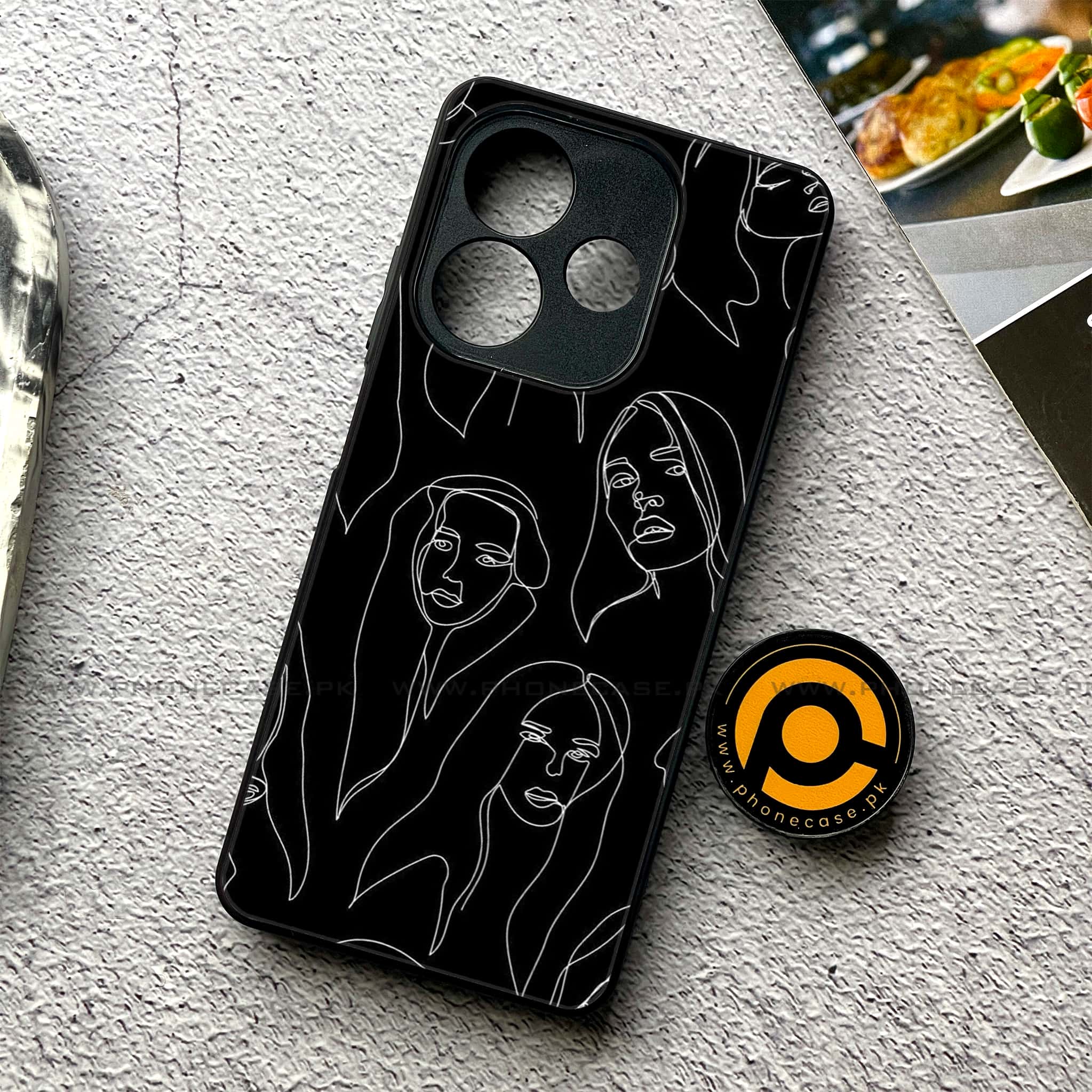 Oppo A5 Pro - Girls Line Art Series - Premium Metal Printed soft Bumper shock Proof Case