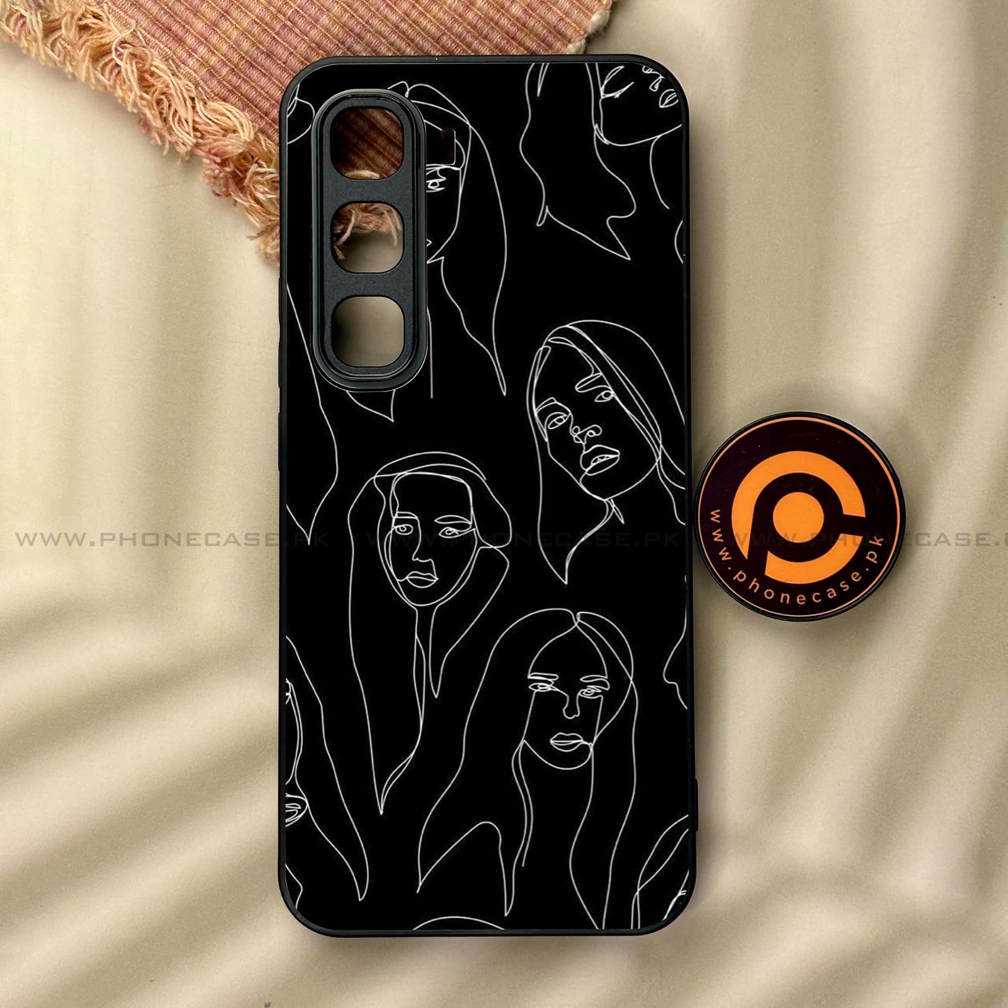 Infinix Hot 60 Pro - Girls Line Art Series - Premium Metal Printed soft Bumper shock Proof Case