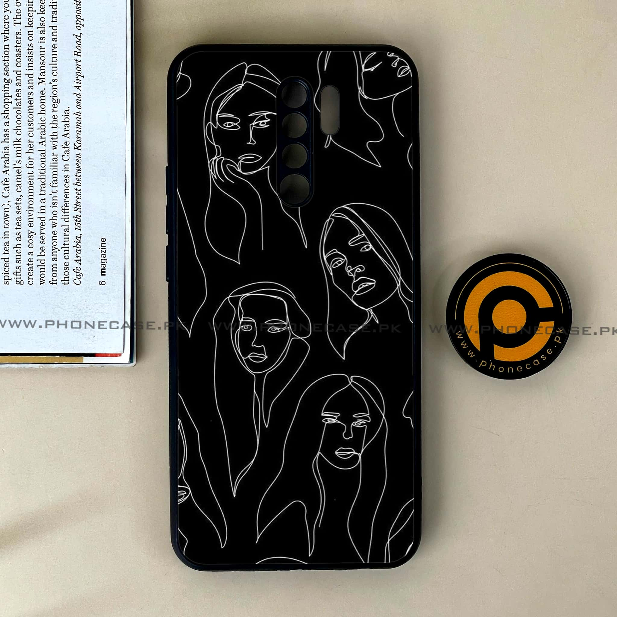 Xiaomi Redmi 9 - Girls Line Art Series - Premium Printed Glass soft Bumper shock Proof Case