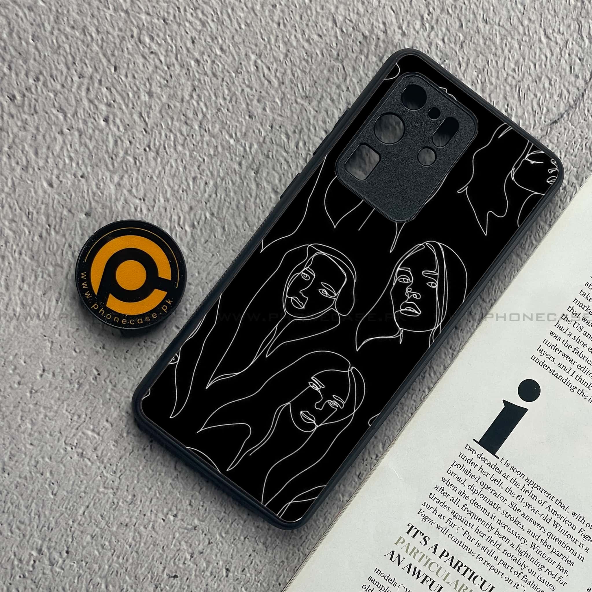 Samsung Galaxy S20 Ultra - Girl Line Art Series - Premium Printed Glass soft Bumper shock Proof Case