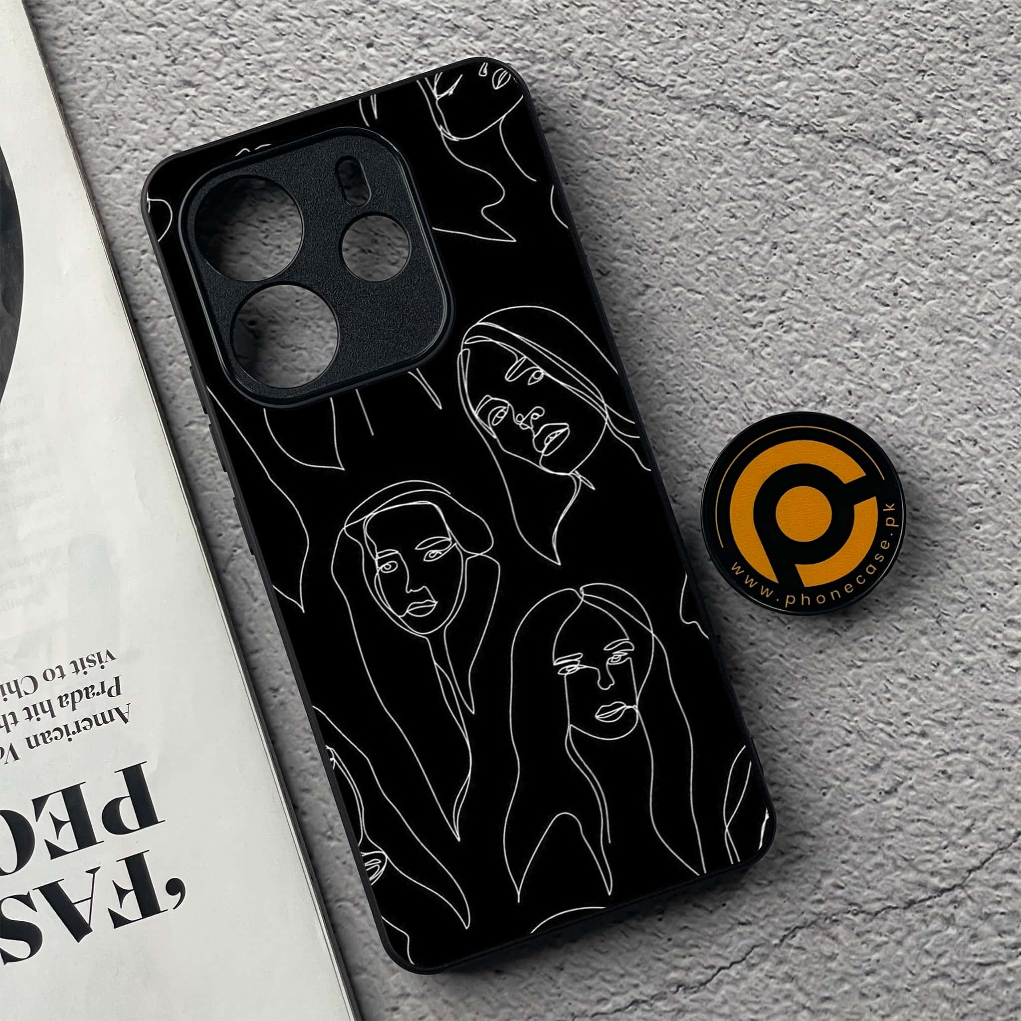 Xiaomi Redmi Note 14 - Girls Line Art Series - Premium Printed Glass soft Bumper shock Proof Case
