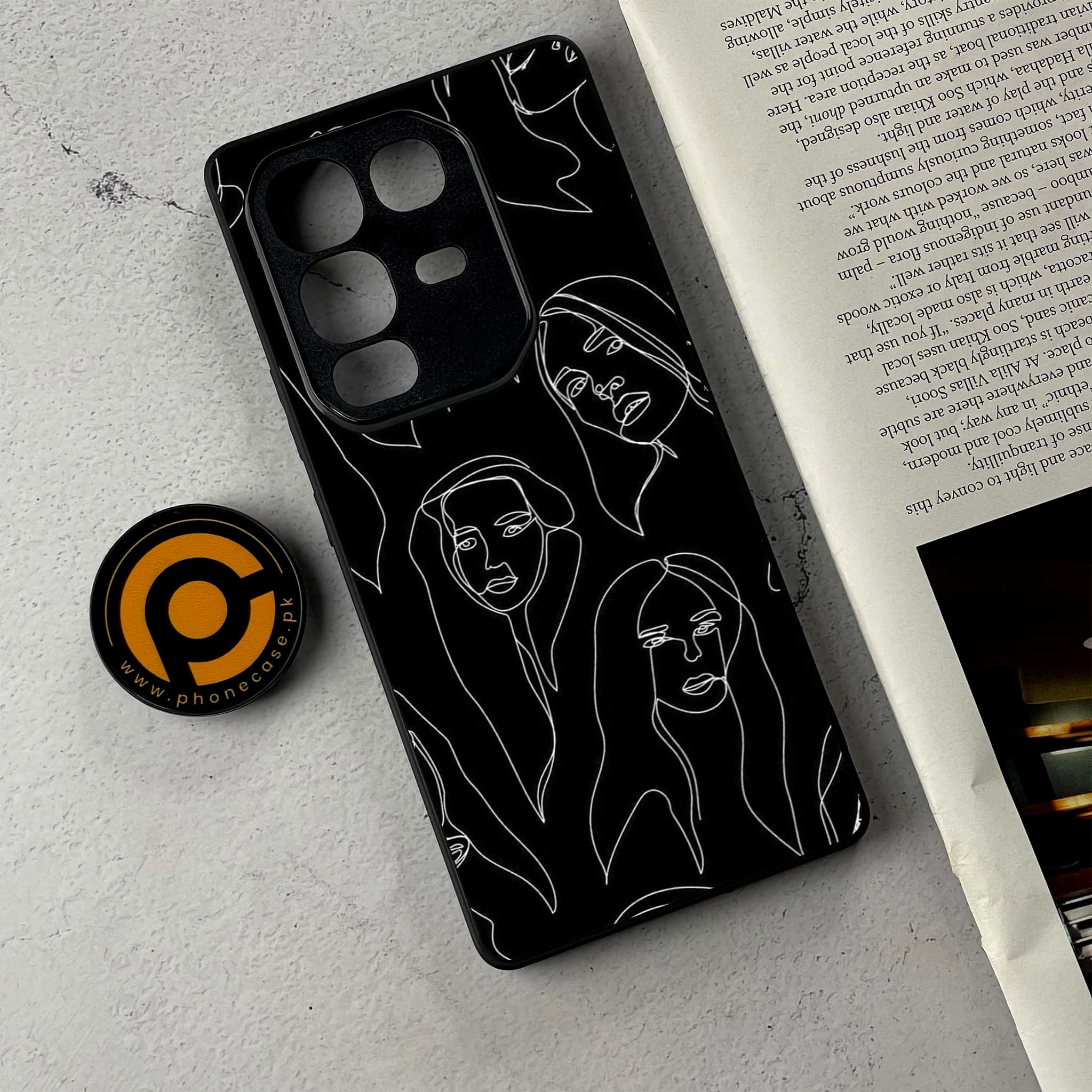 Infinix Note 50 - Girls Line Art Series - Premium Metal Printed Soft Bumper Shockproof Case