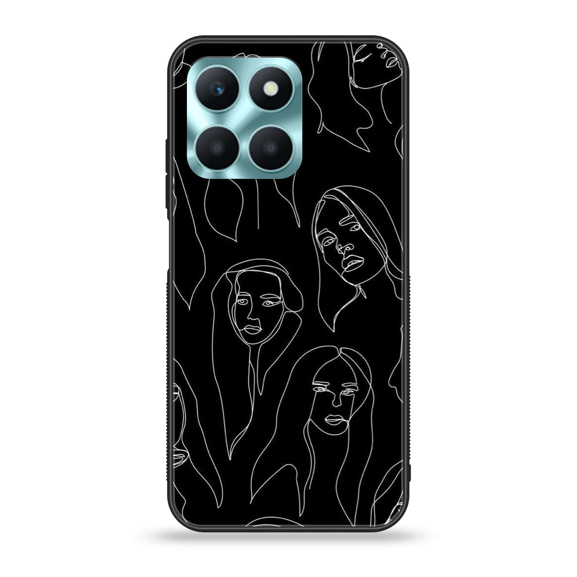 Honor X6a - Girls Line Art Series - Premium Printed Glass soft Bumper shock Proof Case