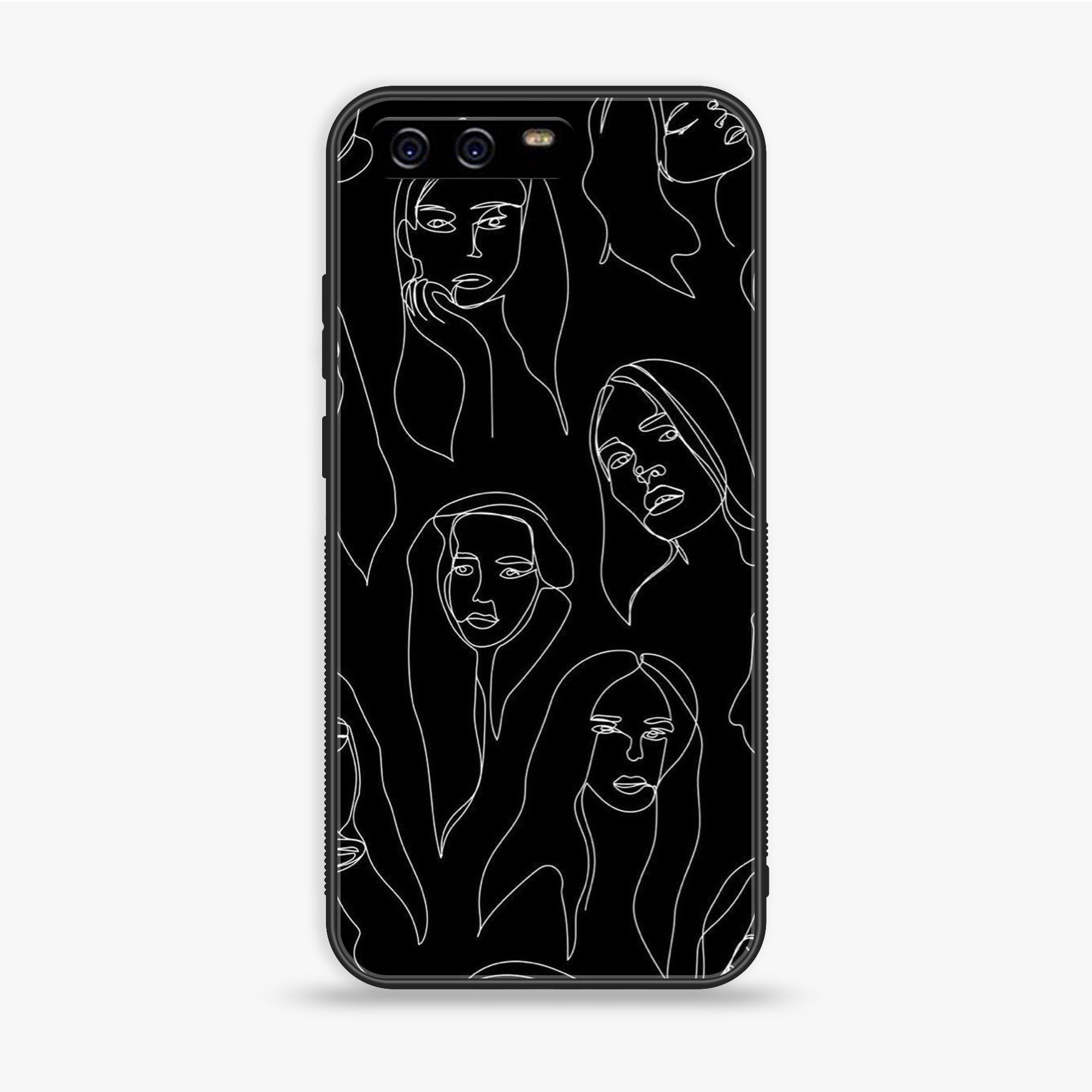 Huawei P10 Plus - Girls Line Art Series - Premium Printed Glass soft Bumper shock Proof Case