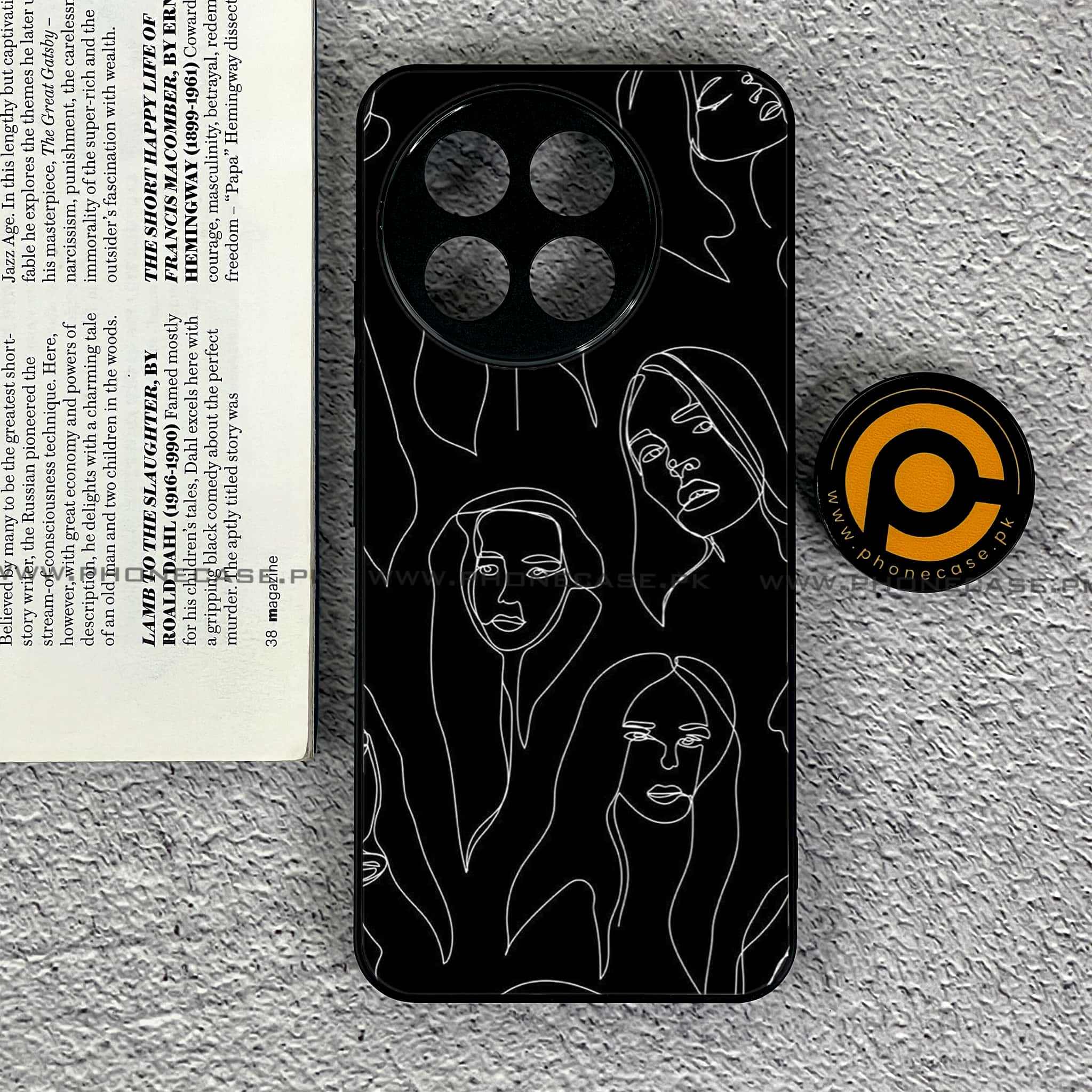 Tecno Spark 30 Pro - Girls Line Art Series - Premium Printed Glass soft Bumper shock Proof Case