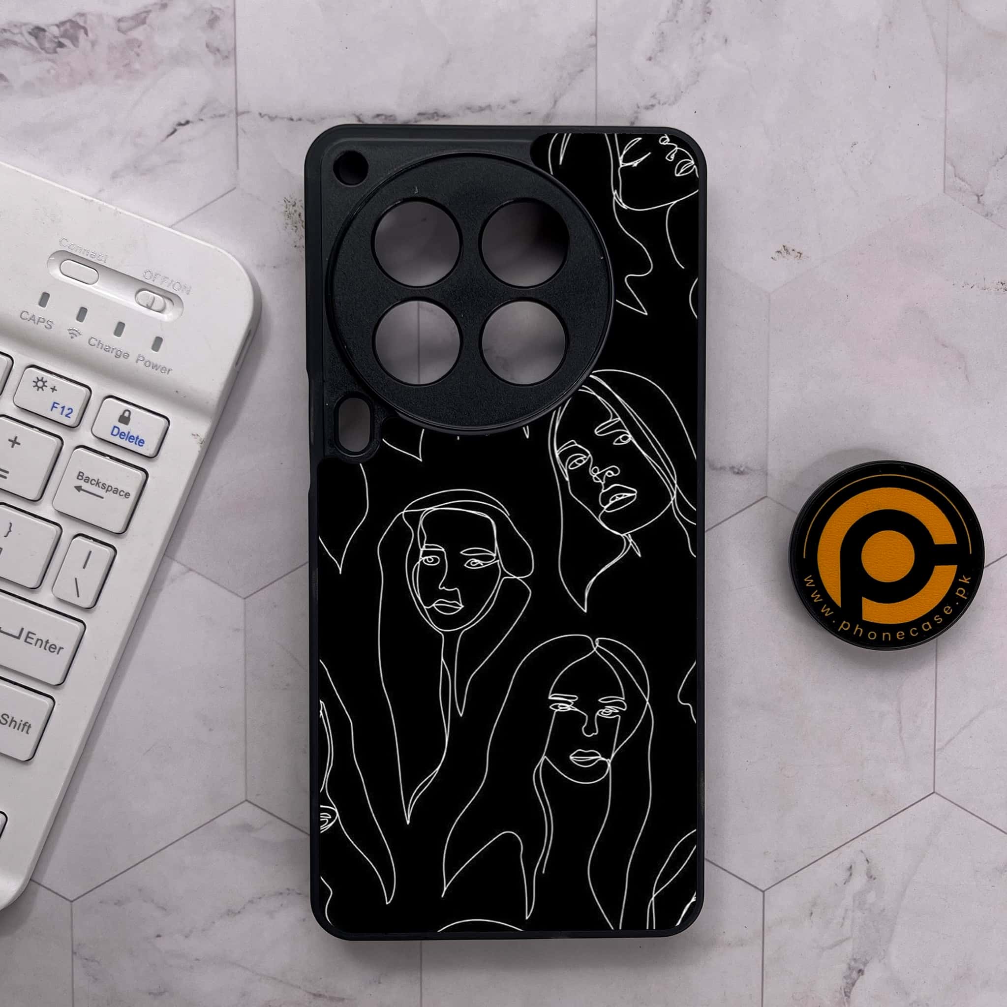 Tecno Camon 30 Premier - Girls Line Art Series - Premium Metal Printed soft Bumper shock Proof Case