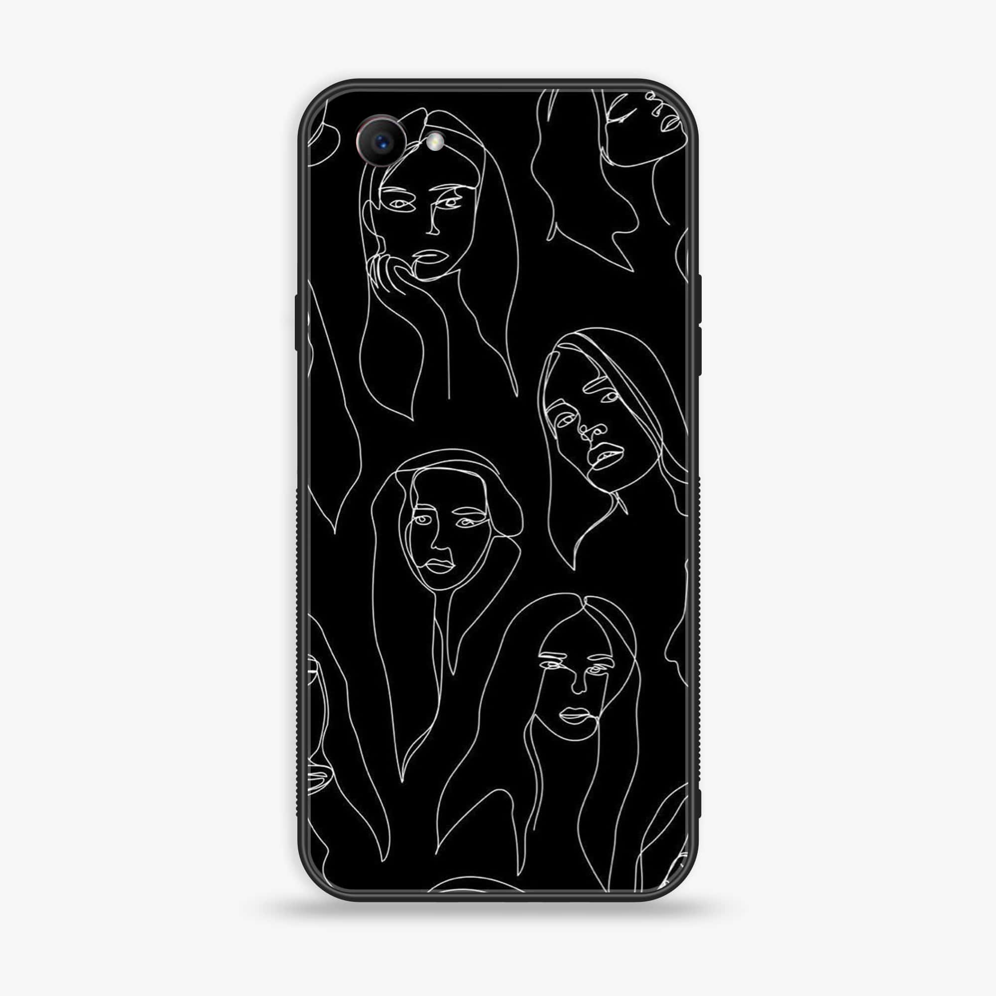 Oppo F7 Youth - Girls Line Art Series - Premium Printed Glass soft Bumper shock Proof Case