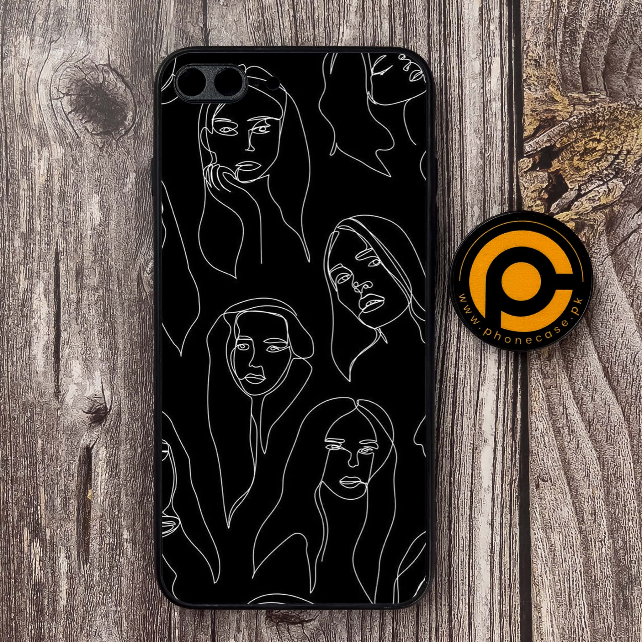 iPhone 7 Plus  - Girl Line Art Series - Premium Metal Printed soft Bumper shock Proof Case