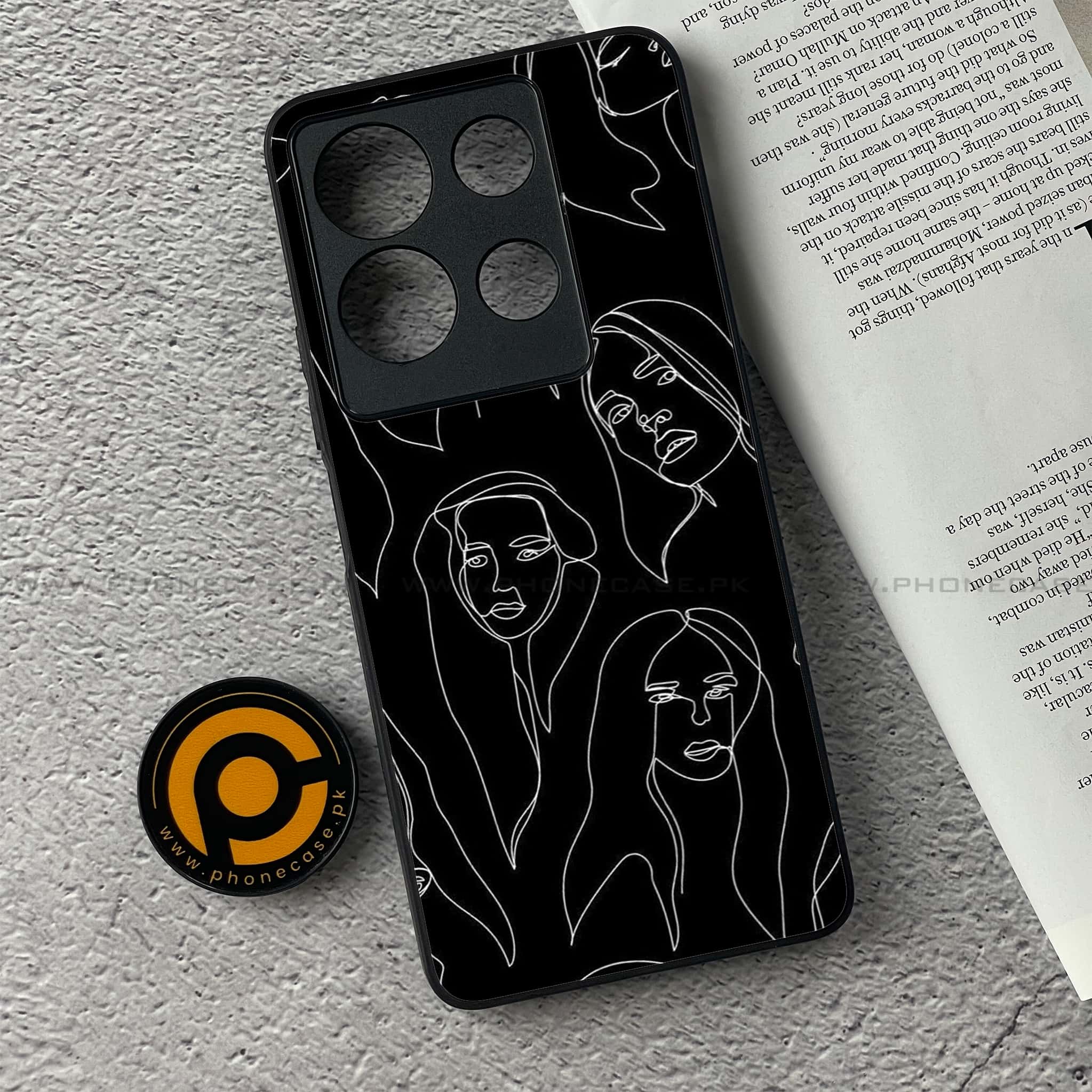 Infinix Note 30 - Girls Line Art Series - Premium Printed Glass soft Bumper shock Proof Case