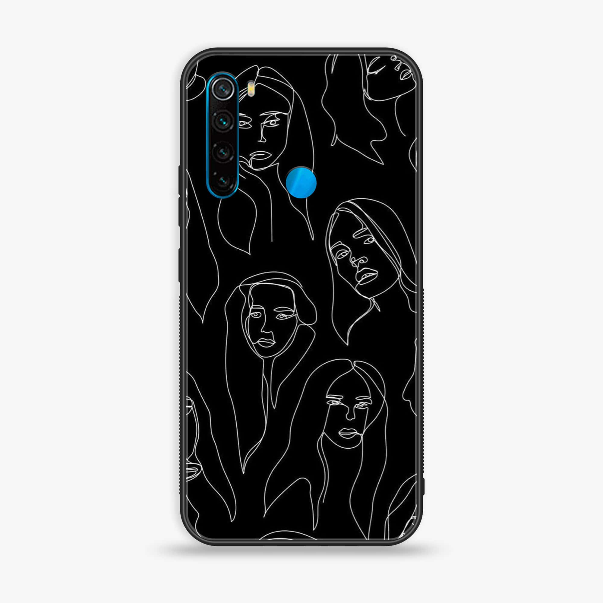 Redmi Note 8 - Girls Line Art Series - Premium Printed Glass soft Bumper shock Proof Case