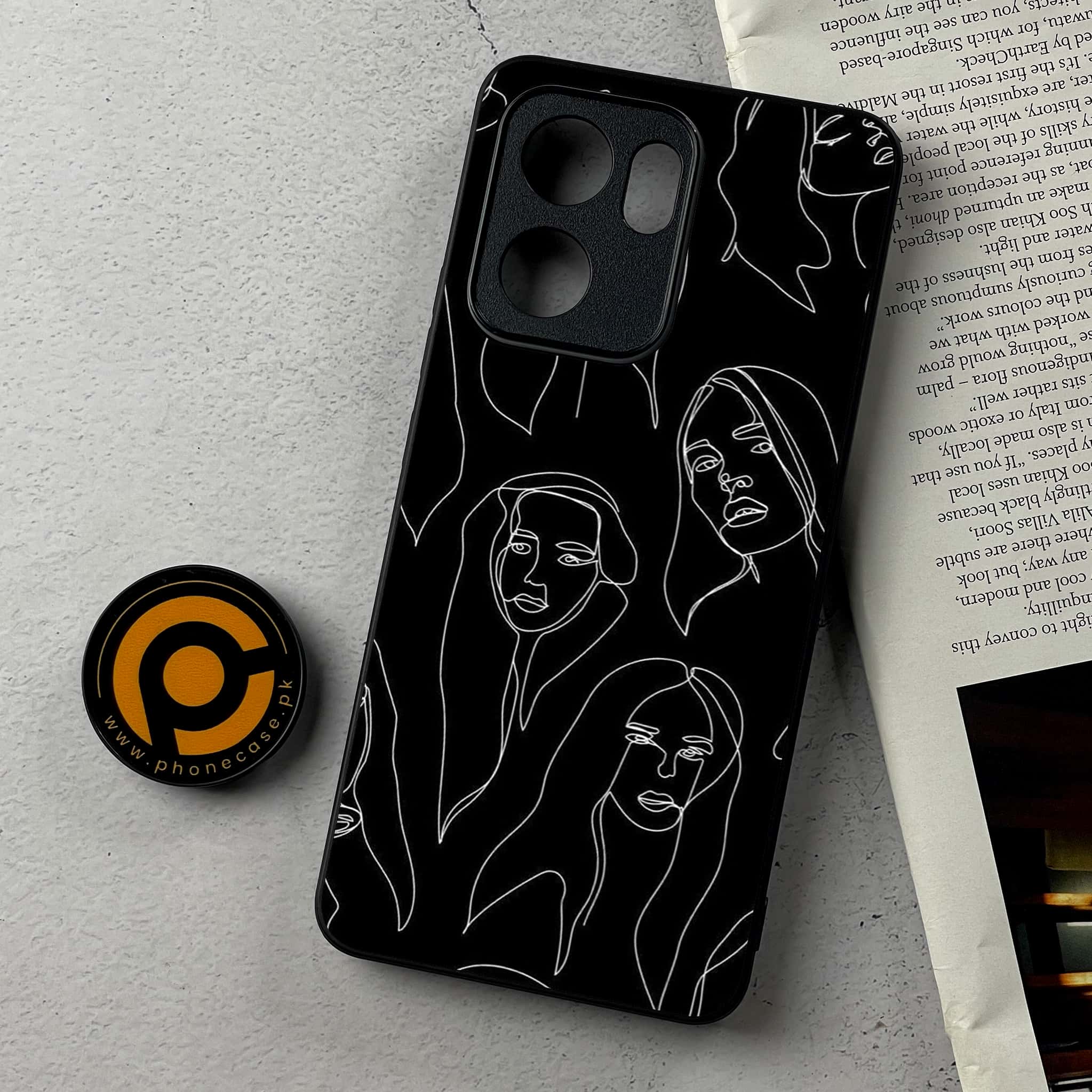 Oppo Reno 13F - Girls Line Art Series - Premium Metal Printed Soft Bumper Shockproof Case