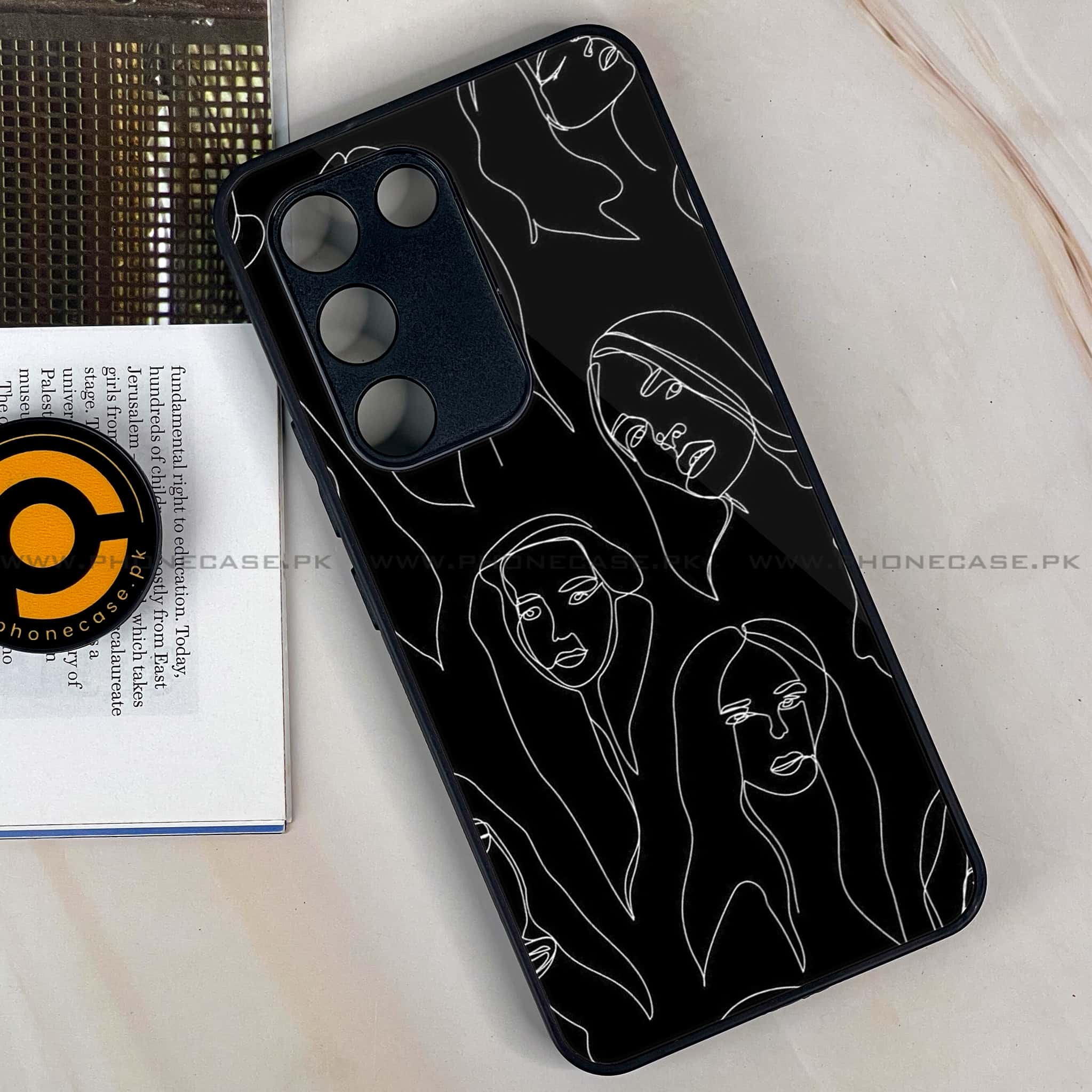 Vivo Y200e - Girls Line Art Series - Premium Metal Printed soft Bumper shock Proof Case