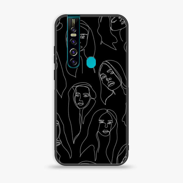 Tecno Camon 15 Pro - Girls Line Art Design 8 - Premium Printed Glass soft Bumper shock Proof Case CS-38928