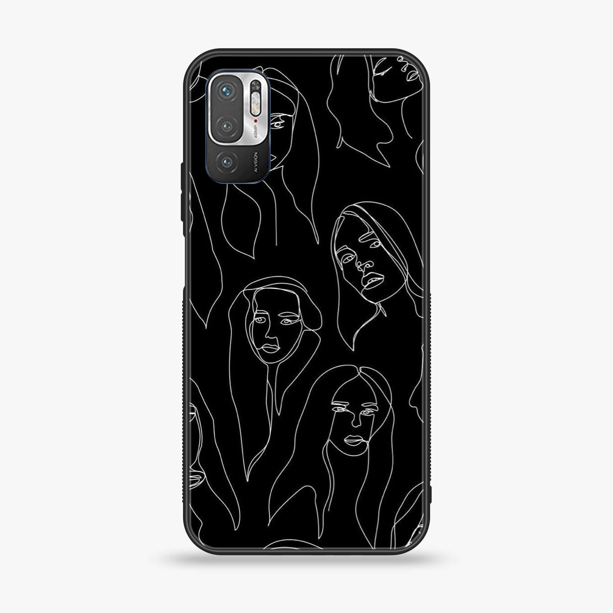 Xiaomi Redmi Note 10 5G - Girls Line Art Series - Premium Printed Glass soft Bumper shock Proof Case