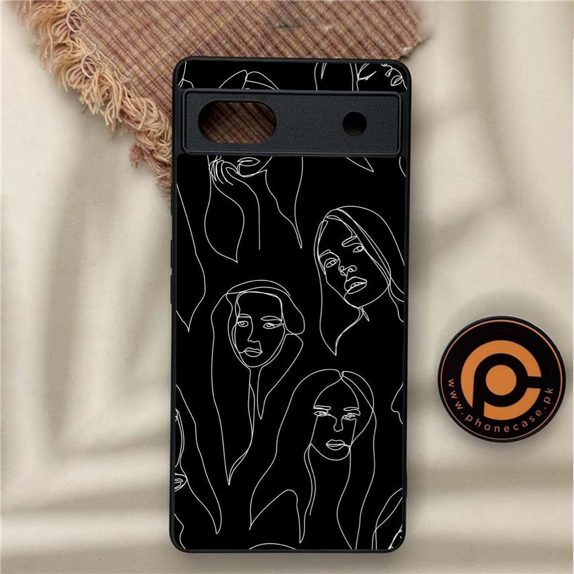 Google Pixel 6A - Girls Line Art Series - Premium Metal Printed soft Bumper Shock Proof Case