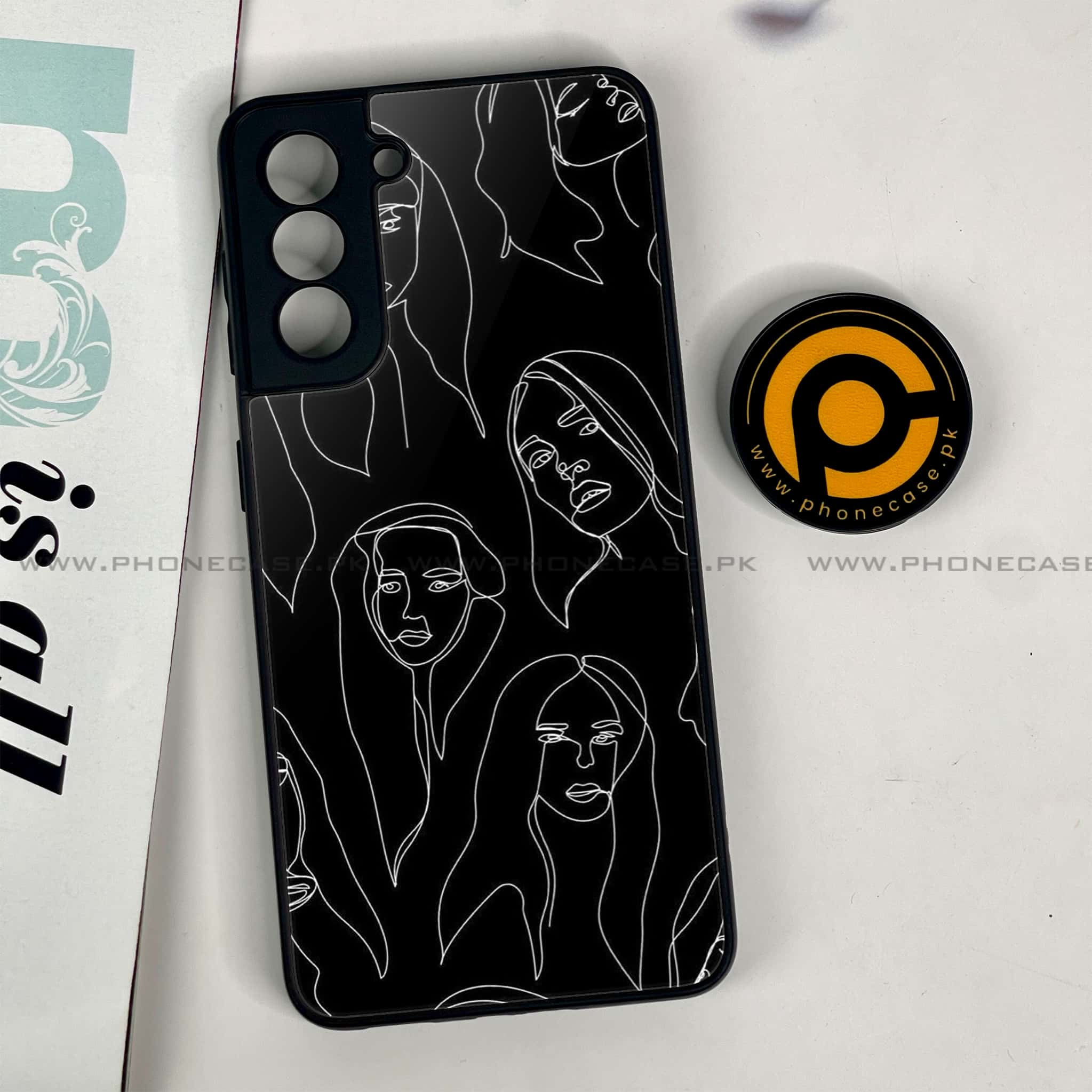 Samsung Galaxy S21 - Girl Line Art Series - Premium Printed Glass soft Bumper shock Proof Case