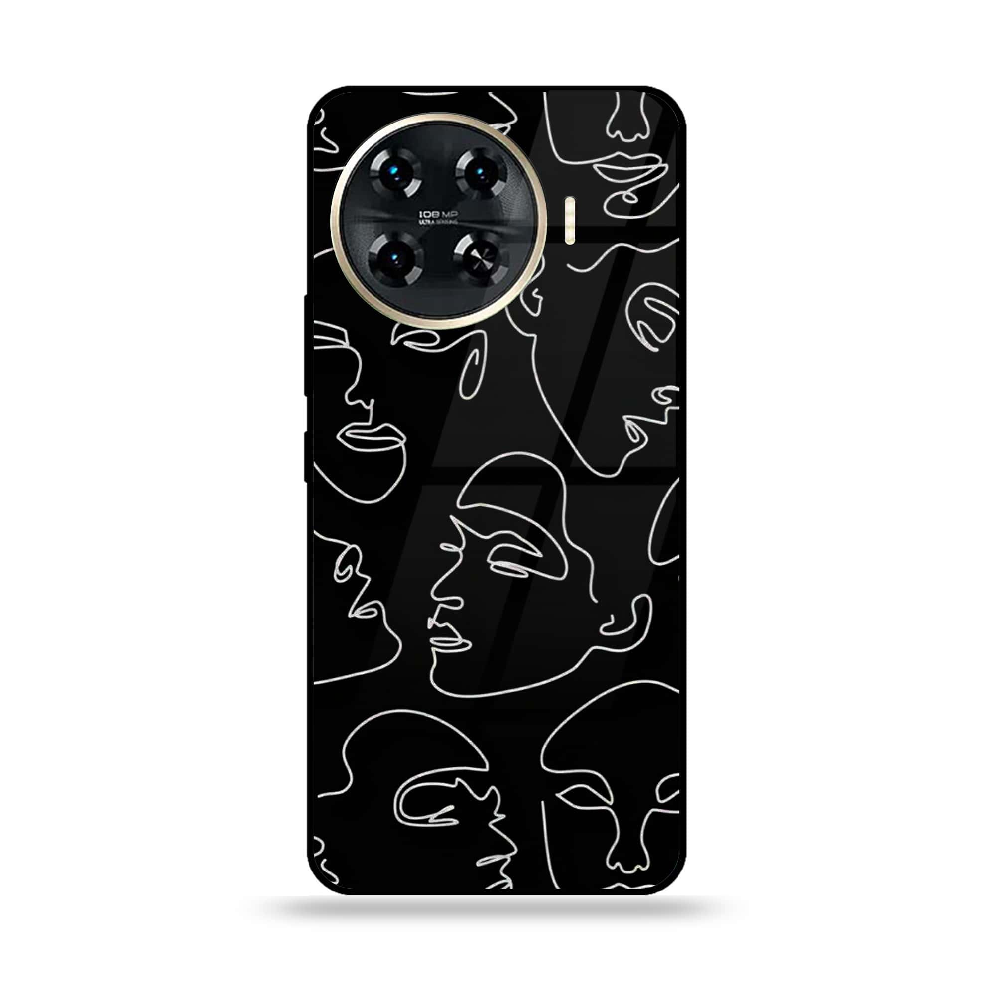 Tecno Spark 20 pro plus - Girls Line Art Series - Premium Printed Glass soft Bumper shock Proof Case