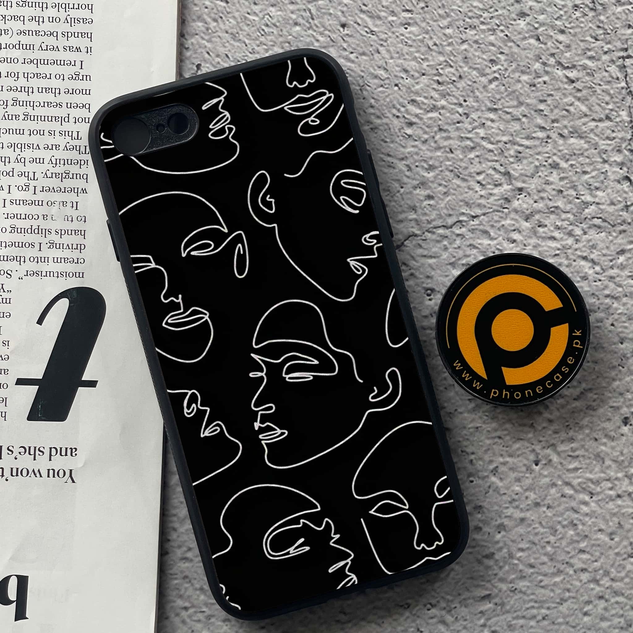 iPhone 7 / 8 - Girls Line Art Series - Premium Printed Glass soft Bumper shock Proof Case