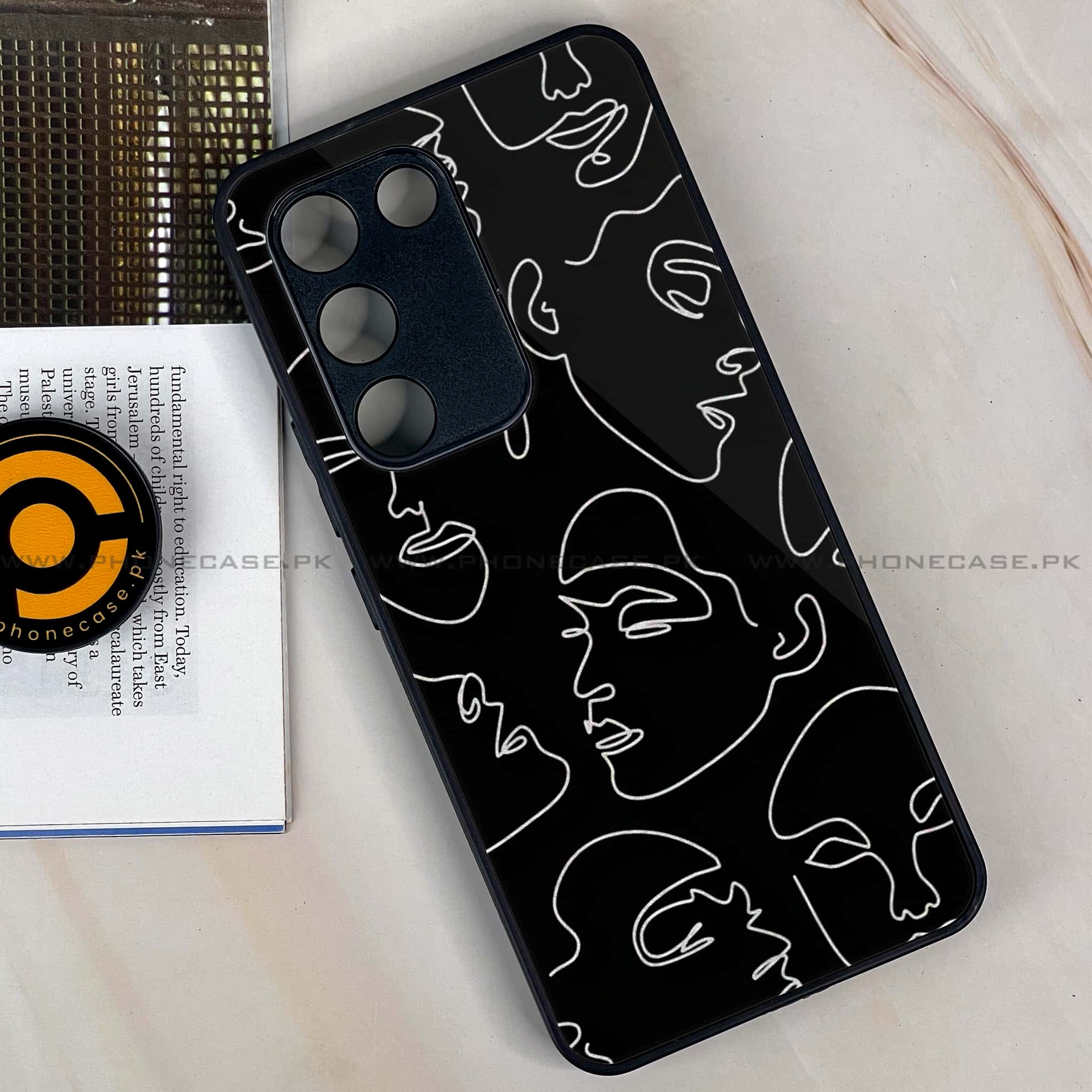 Vivo Y200e - Girls Line Art Series - Premium Metal Printed soft Bumper shock Proof Case