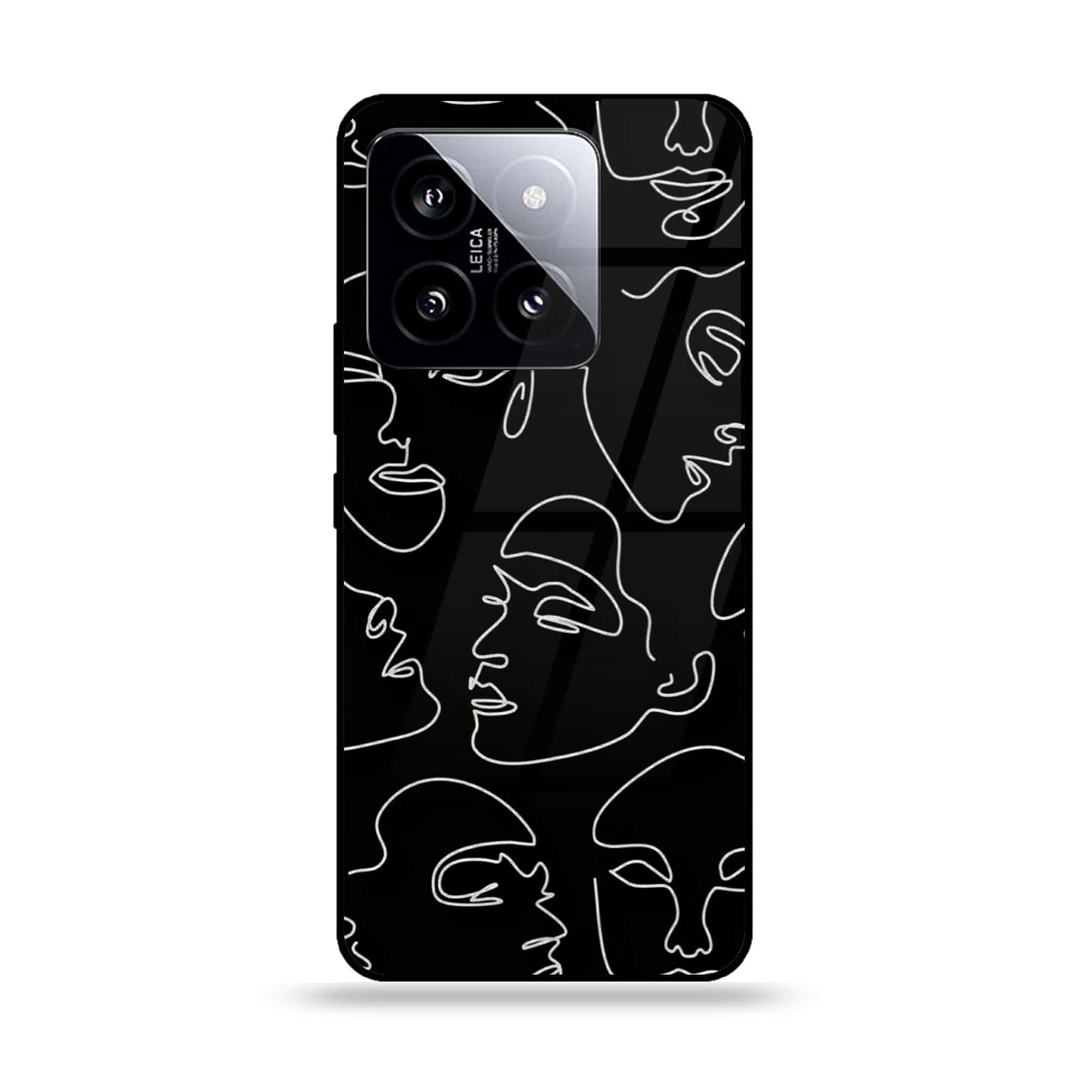 Xiaomi 14 - Girls Line Art Series - Premium Printed Glass soft Bumper shock Proof Case