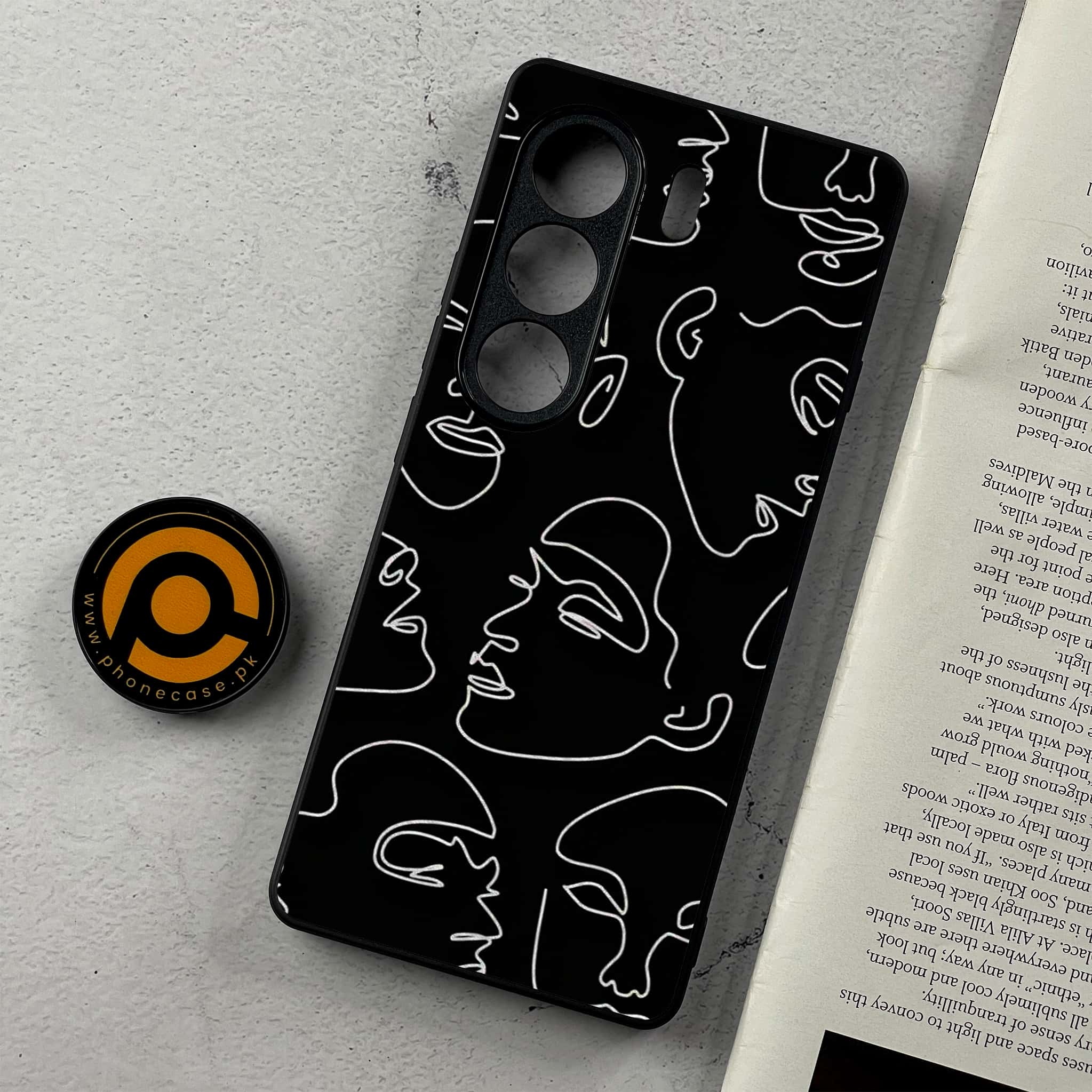 Tecno Camon 40 Pro - Girls Line Art Series - Premium Metal Printed Soft Bumper Shockproof Case