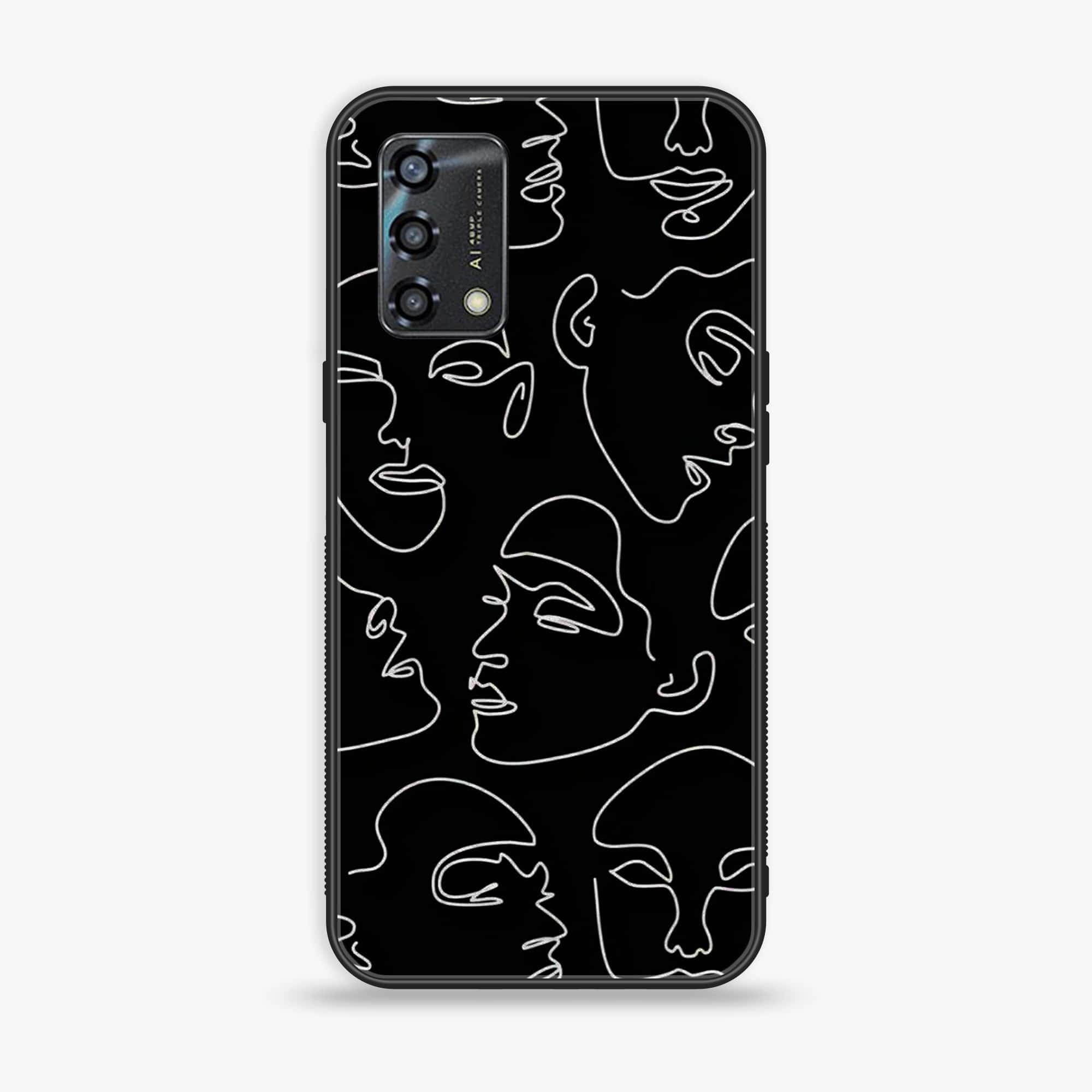 Oppo A95- Girl Line Art Series - Premium Printed Glass soft Bumper shock Proof Case