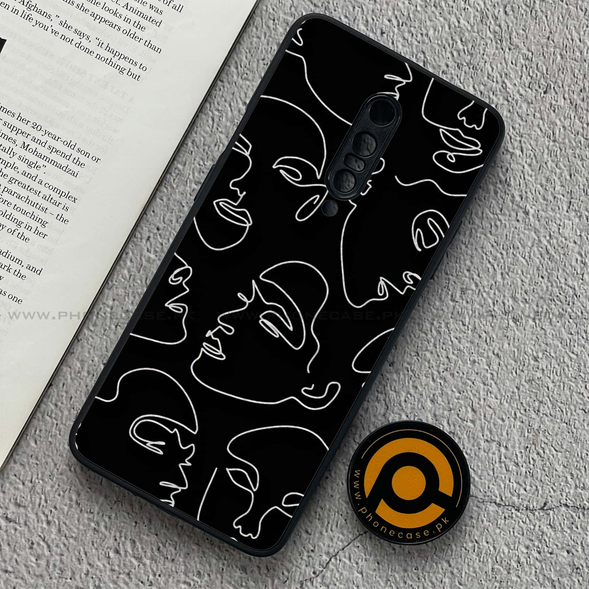 OnePlus 7 Pro - Girls Line Art Series - Premium Printed Glass soft Bumper shock Proof Case