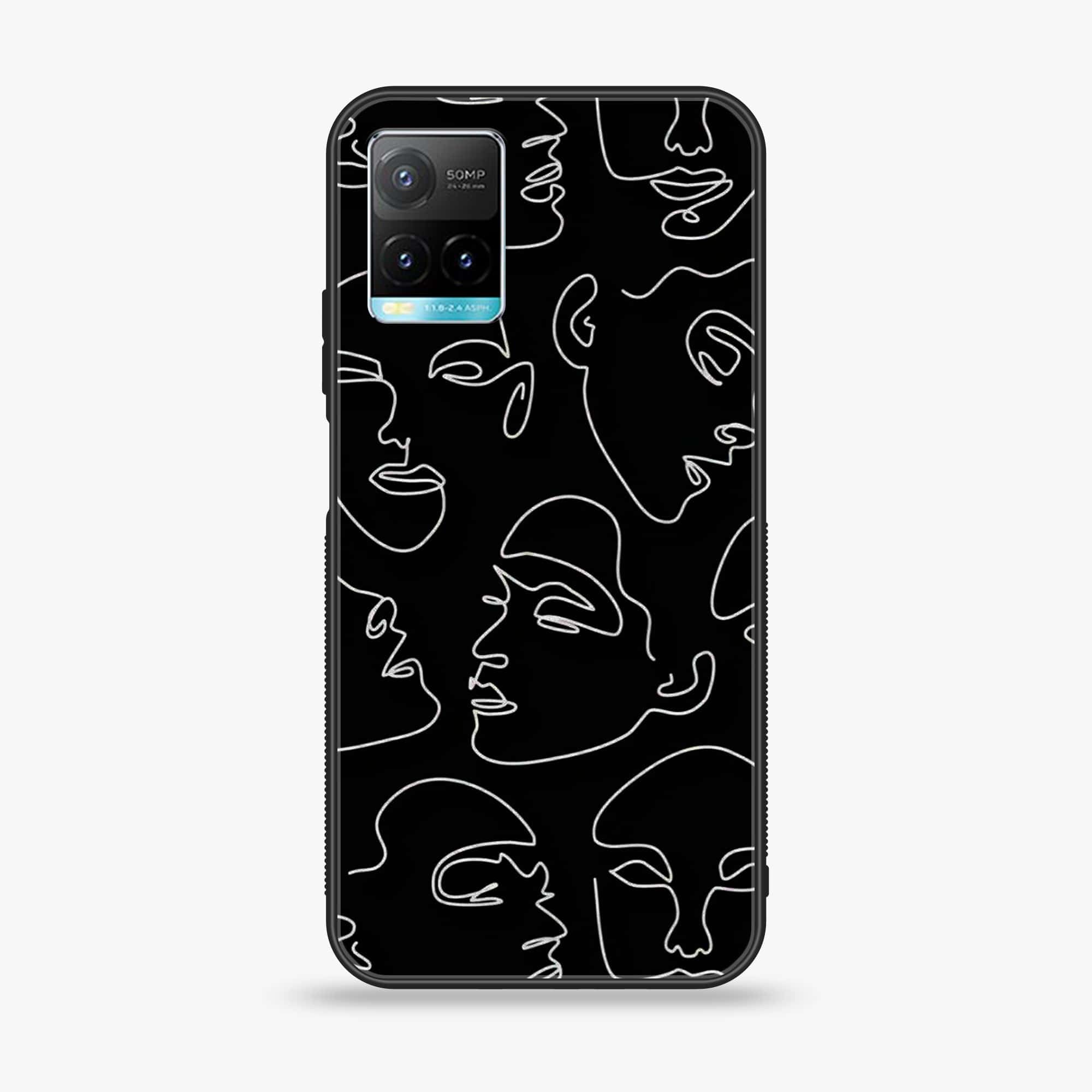 Vivo Y33T - Girl line Art Series - Premium Printed Glass soft Bumper shock Proof Case