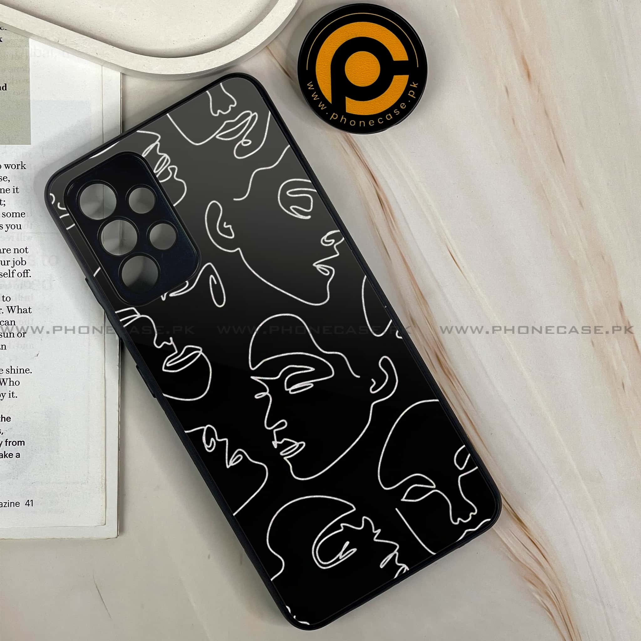 Samsung Galaxy A32 4G- Girls Line Art Series - Premium Printed Glass soft Bumper shock Proof Case