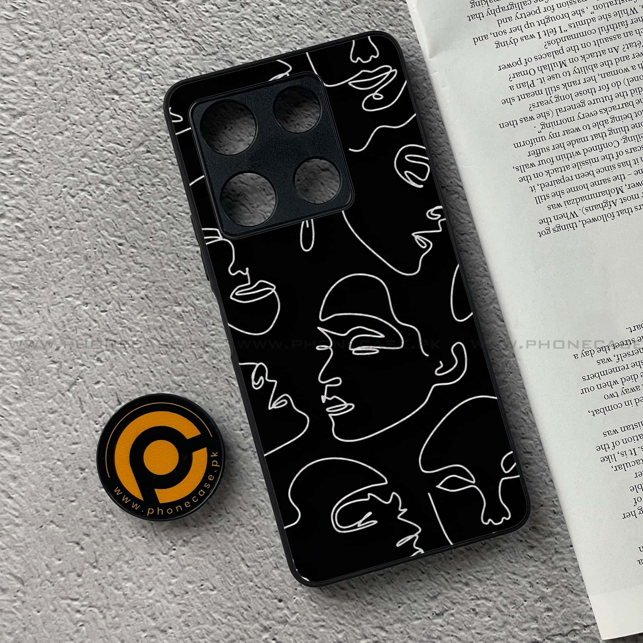 Infinix Note 30 Pro - Girls Line Art Series - Premium Metal Printed soft Bumper shock Proof Case