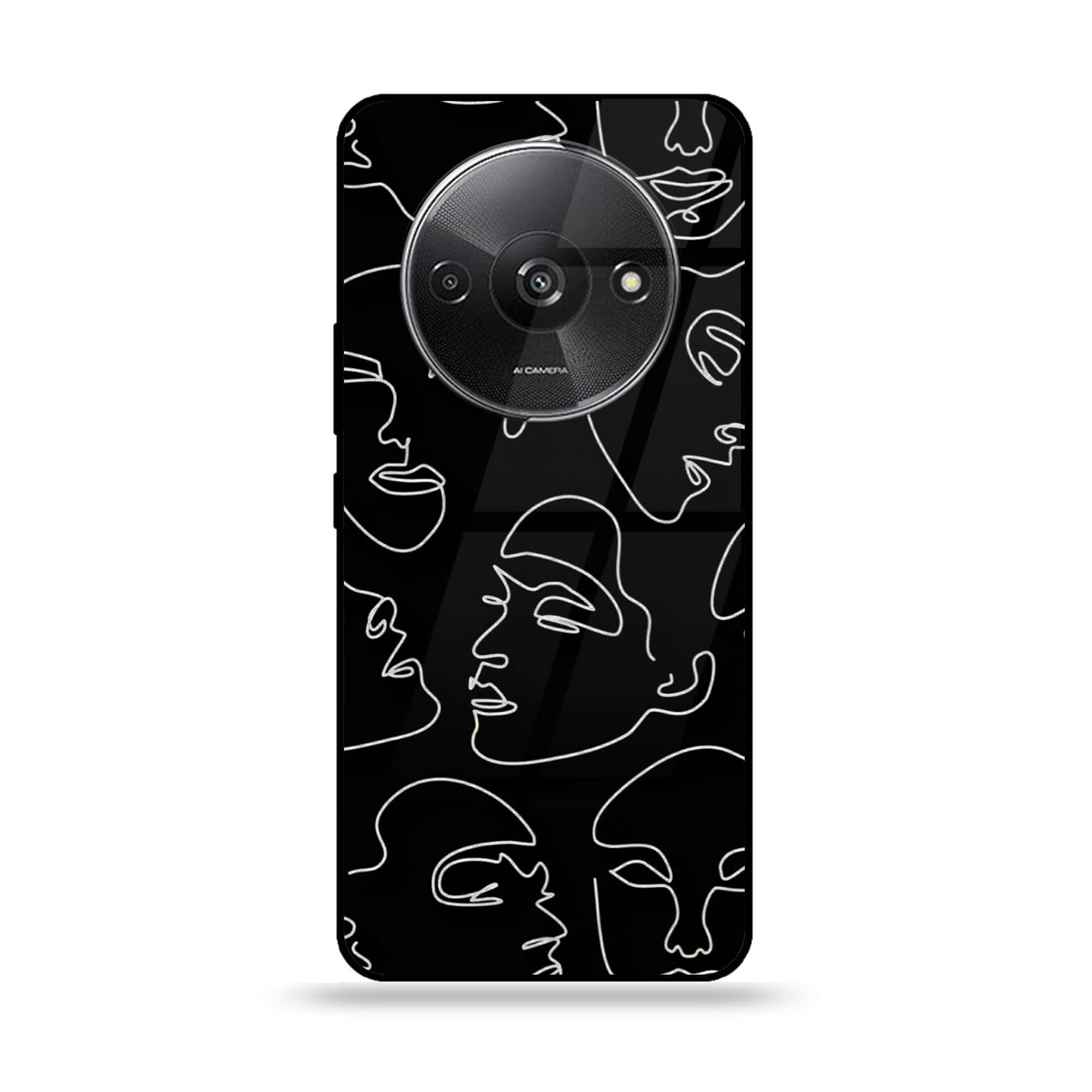 Xiaomi Redmi A3 - Girls Line Art Series - Premium Printed Glass soft Bumper shock Proof Case