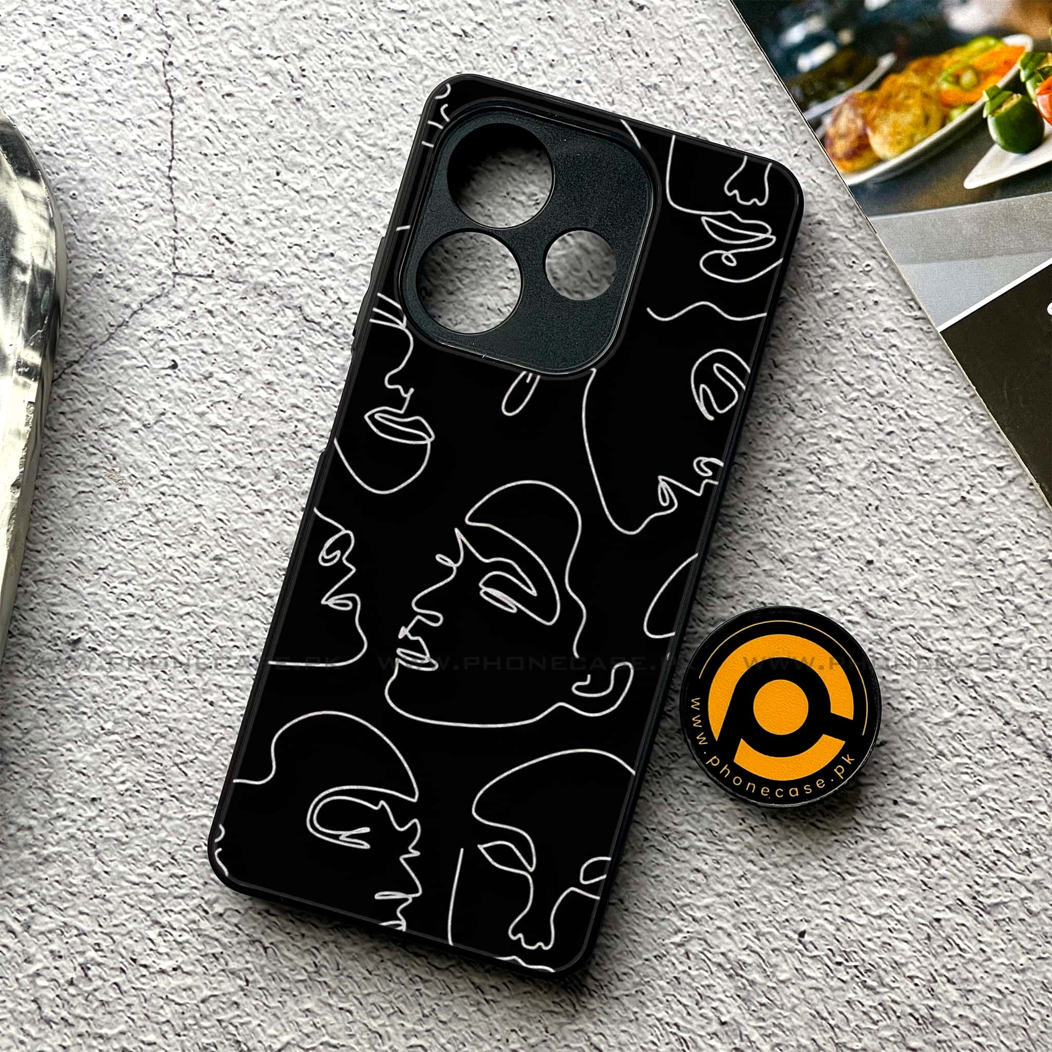 Oppo A5 Pro - Girls Line Art Series - Premium Metal Printed soft Bumper shock Proof Case