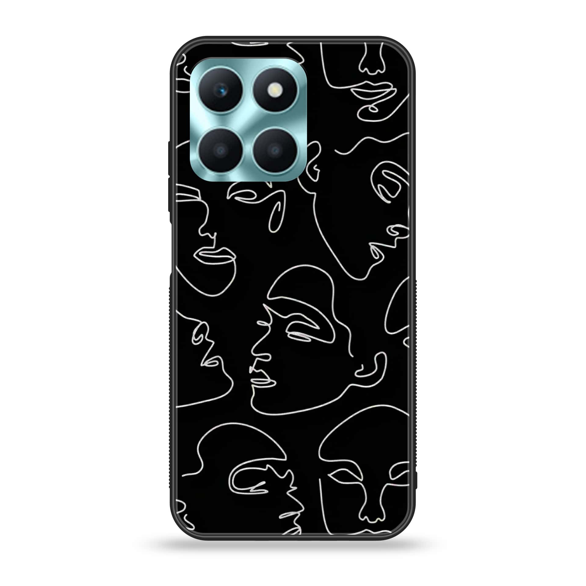 Honor X6a - Girls Line Art Series - Premium Printed Glass soft Bumper shock Proof Case