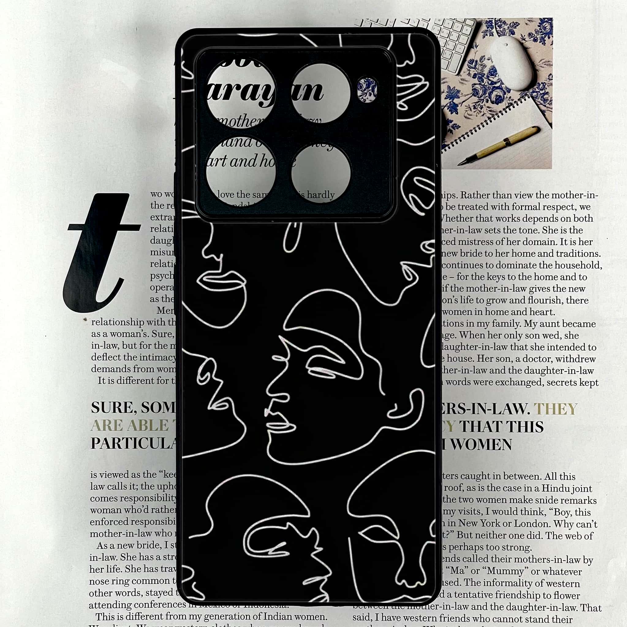 Infinix Note 40 Pro Plus - Girls Line Art Series - Premium Metal Printed soft Bumper shock Proof Case