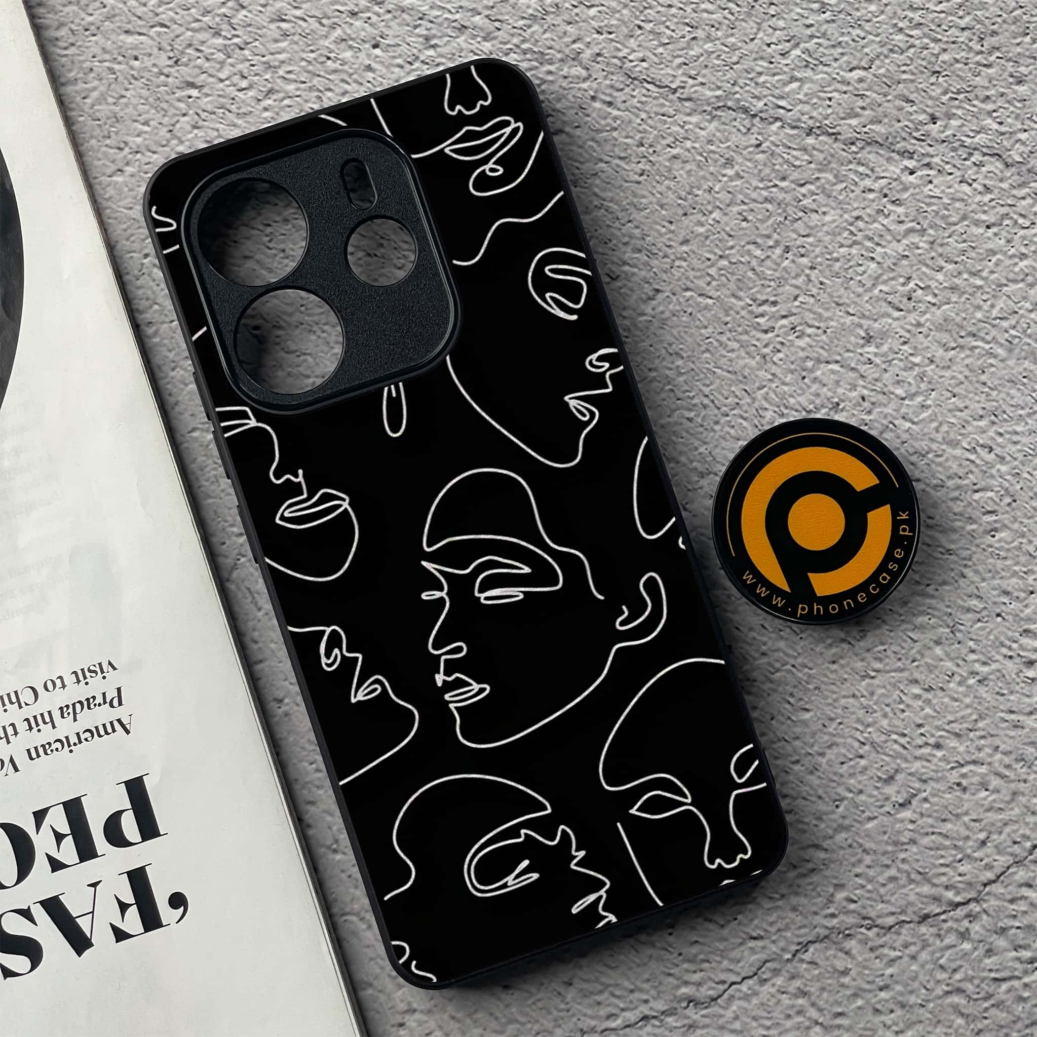 Xiaomi Redmi Note 14 - Girls Line Art Series - Premium Printed Glass soft Bumper shock Proof Case