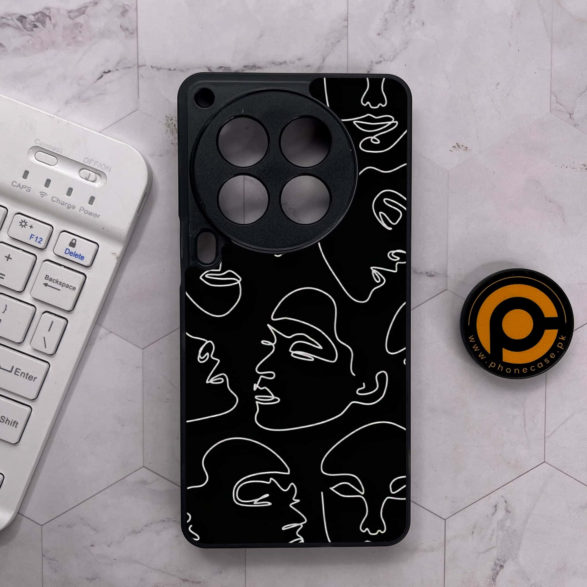 Tecno Camon 30 Premier - Girls Line Art Series - Premium Metal Printed soft Bumper shock Proof Case
