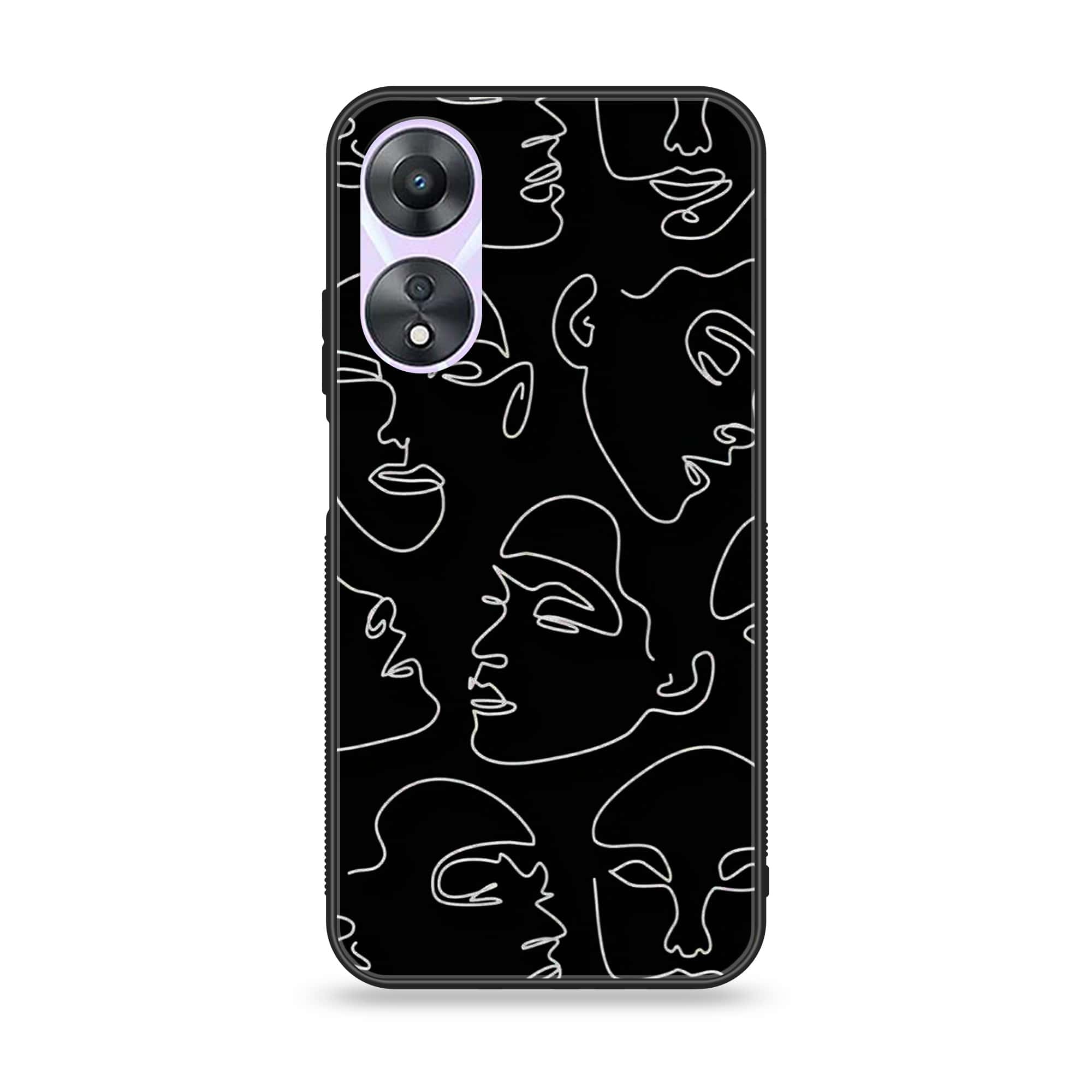 Oppo A78 4G - Girl Line Art  Series - Premium Printed Glass soft Bumper shock Proof Case