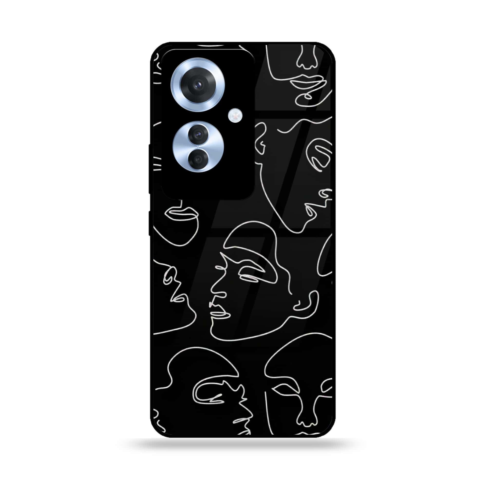 Oppo F25 Pro - Girls Line Art Series - Premium Printed Glass soft Bumper shock Proof Case