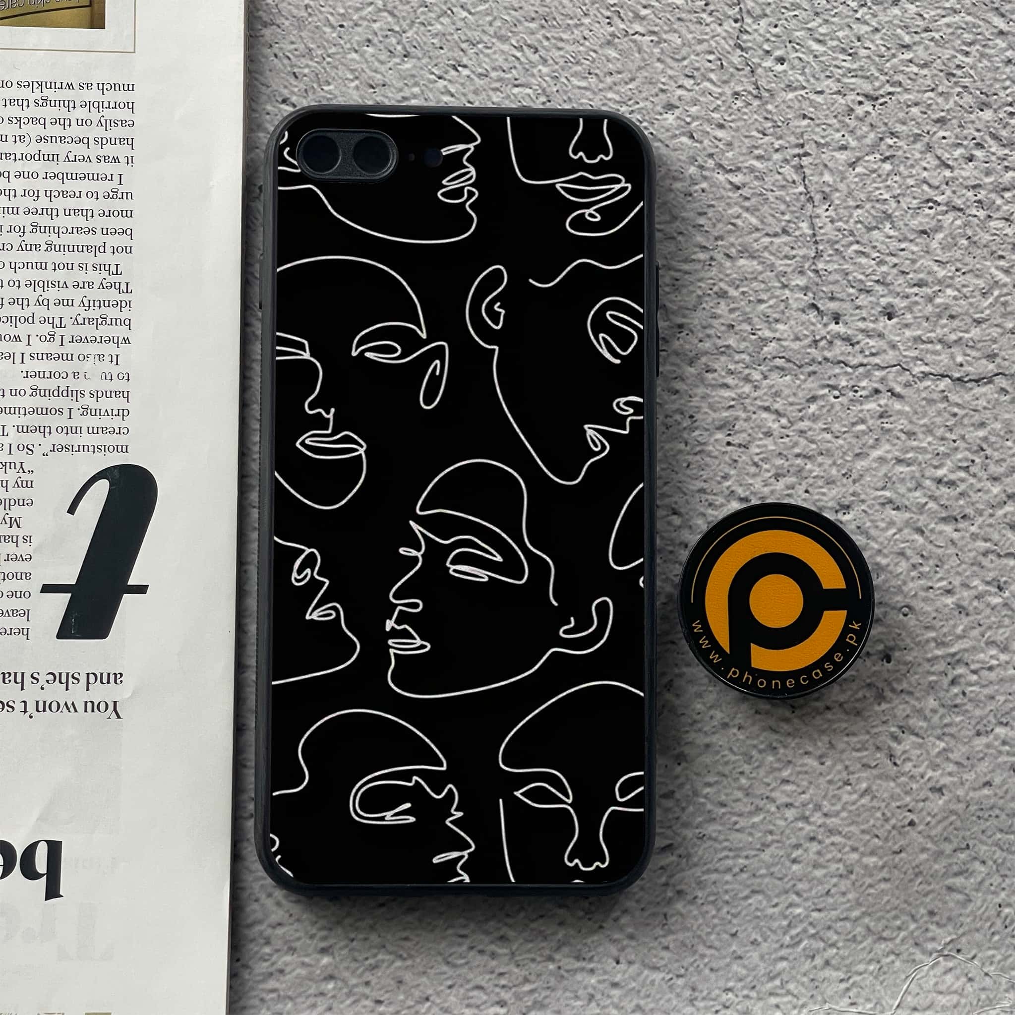 iPhone 7Plus  - Girl Line Art Series - Premium Printed Glass soft Bumper shock Proof Case