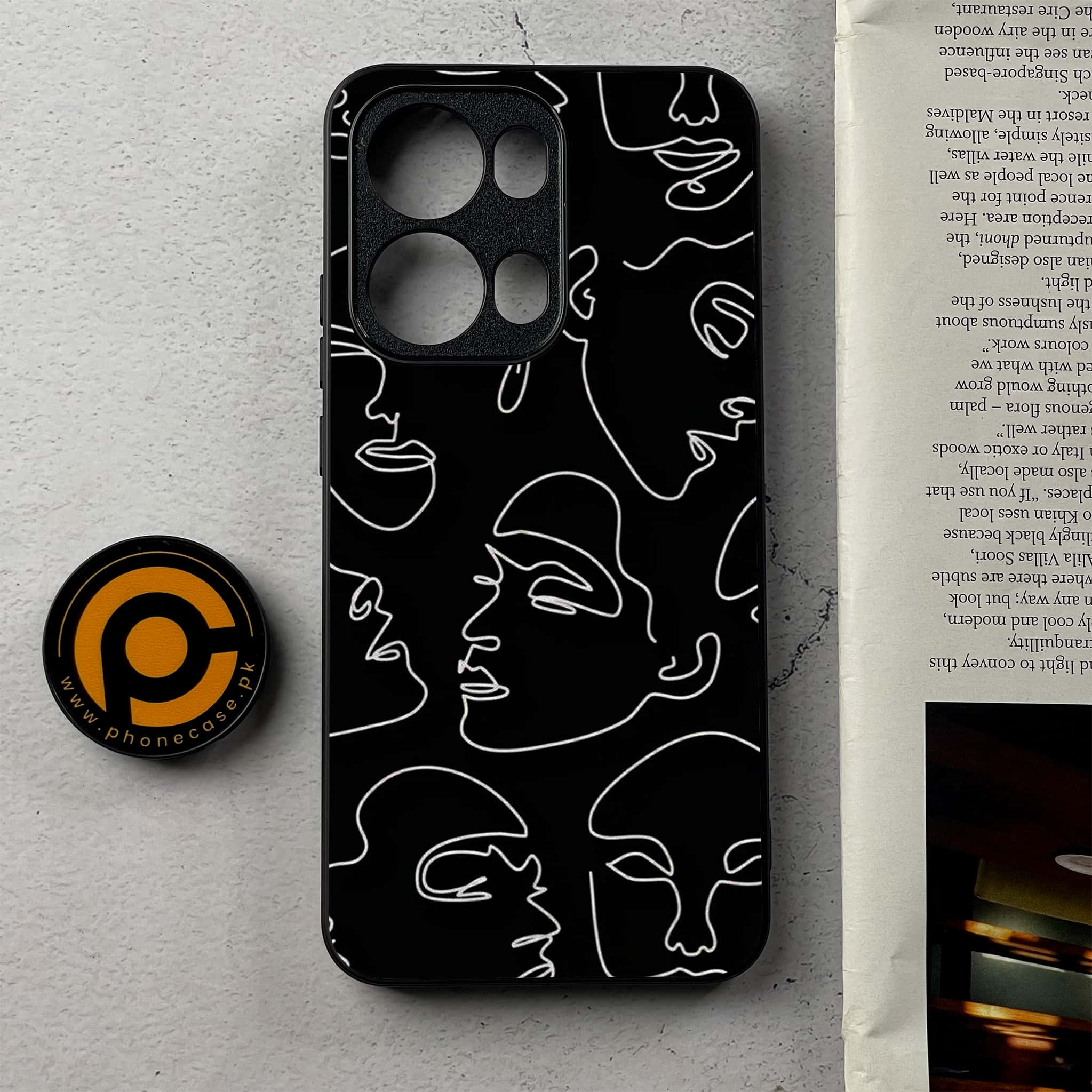 Oppo Reno 13 Pro -  Girls Line Art Series - Premium Metal Printed Soft Bumper Shockproof Case