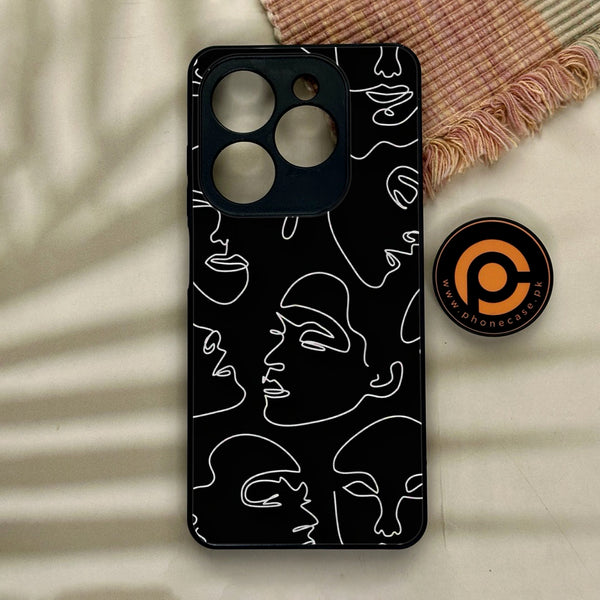 Tecno Spark GO 2024 / Infinix Smart 8 / Infinix hot 40i / Spark 20 / 20c / POP 8 - Girls Line Art  Design 9  - Premium Metal Printed soft Bumper shock Proof Case  CS-30256