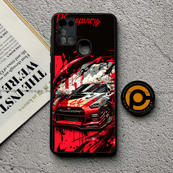 Samsung Galaxy A21s - Godzilla Racing Car - Premium Printed Glass soft Bumper Shock Proof Case