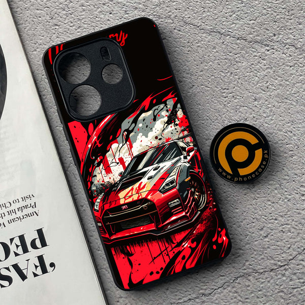 Xiaomi Redmi Note 14 - Godzilla Racing Car - Premium Printed Glass soft Bumper Shock Proof Case