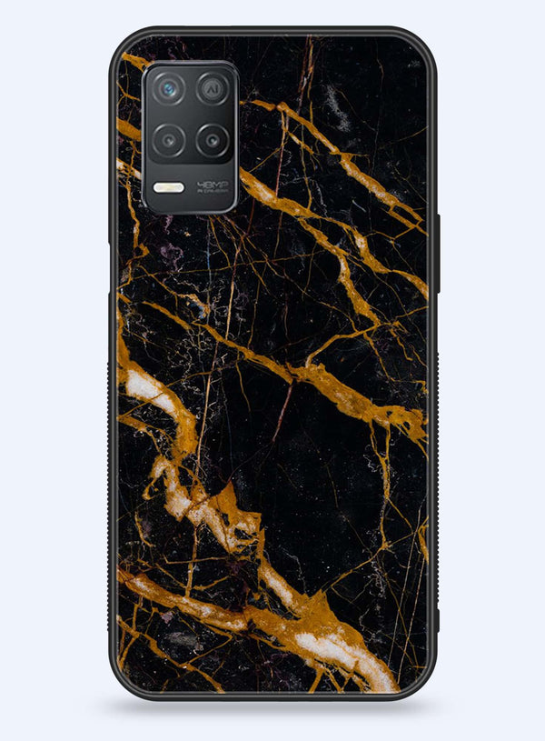 Realme Narzo 30 5G - Golden Black Marble -  Premium Printed Metal soft Bumper shock Proof Case